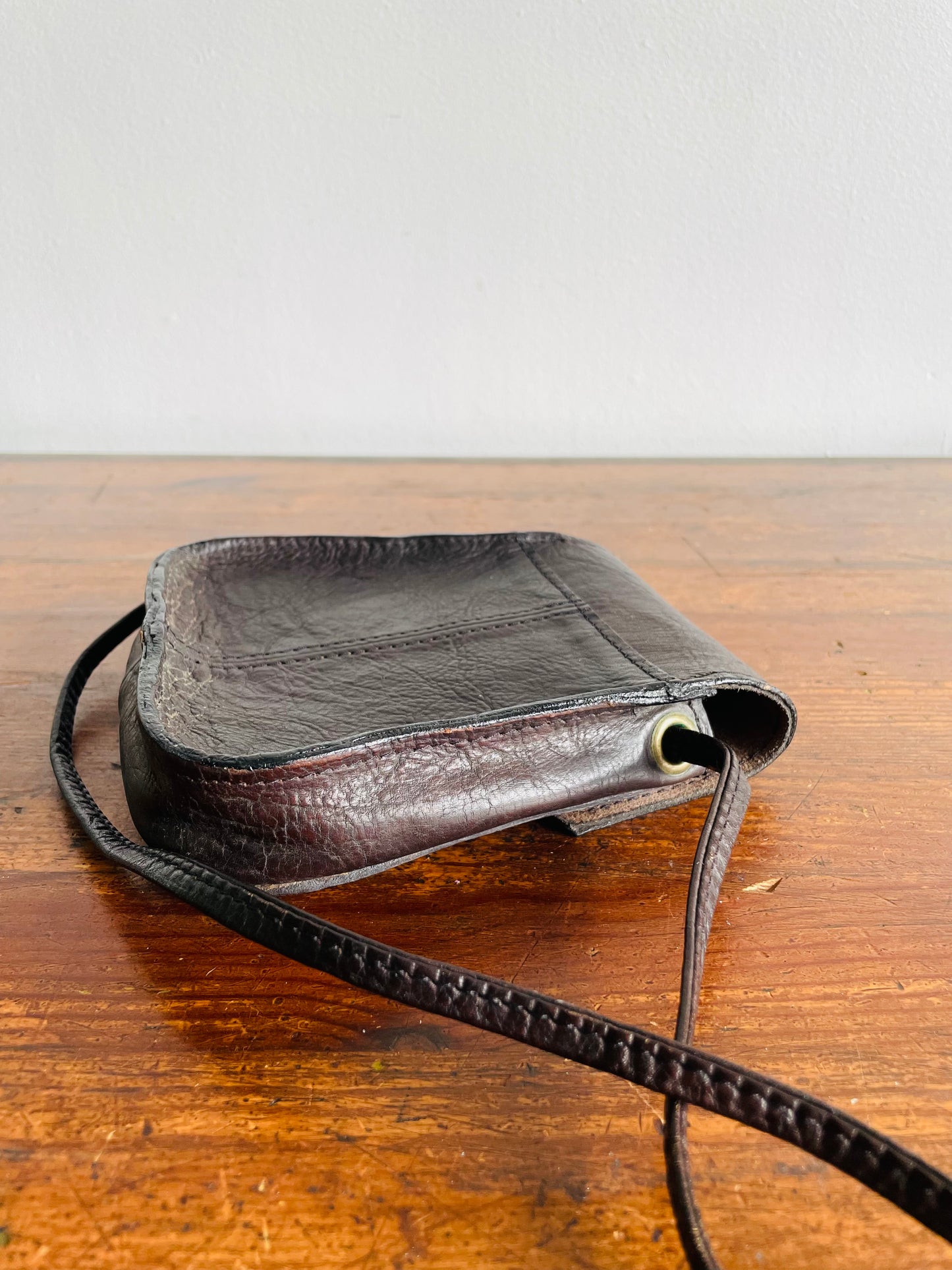 Black Leather Crossbody Purse - Made in India