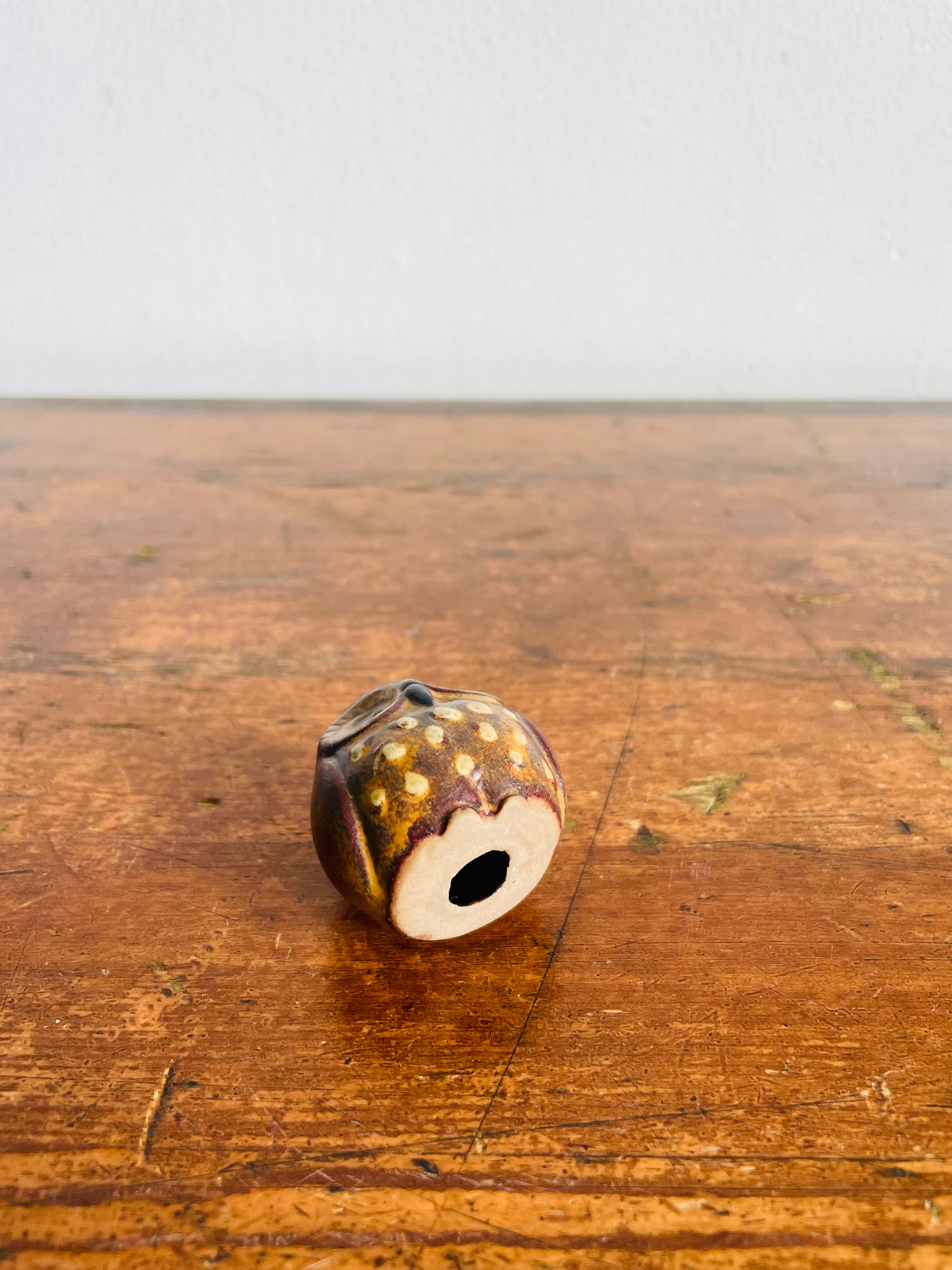 Vintage Teeny Tiny Absolutely Adorable Round Pottery Owl Miniature Figurine