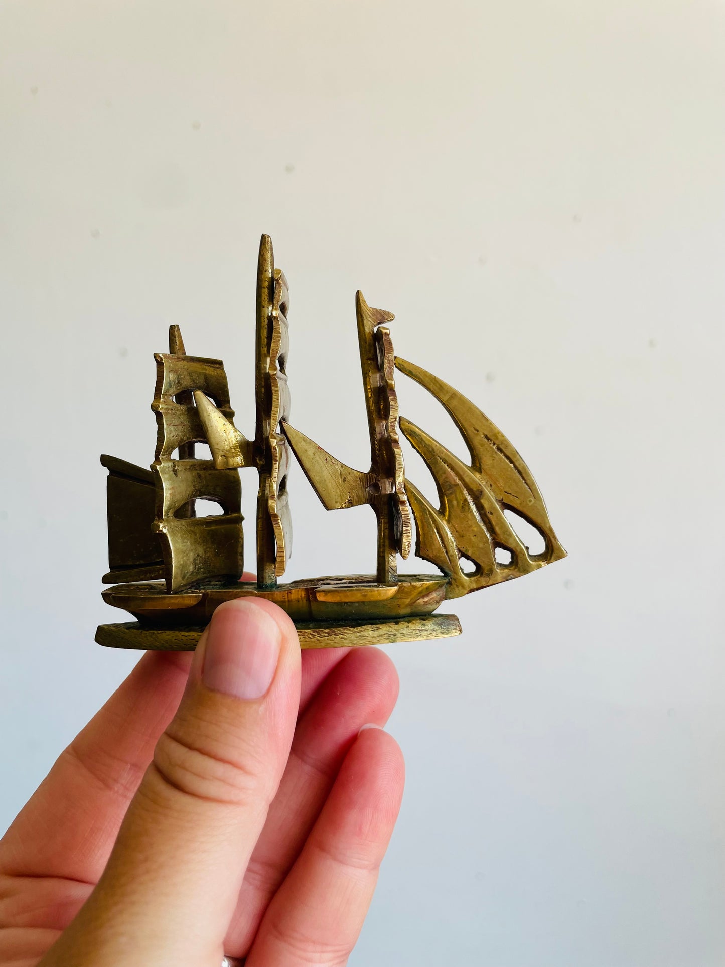 Vintage Brass Sailboat Ship Figurine