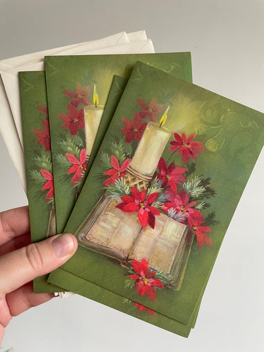 Hallmark Made in Toronto Christmas Greeting Cards with Poinsettia Flowers - Set of 5 with Envelopes