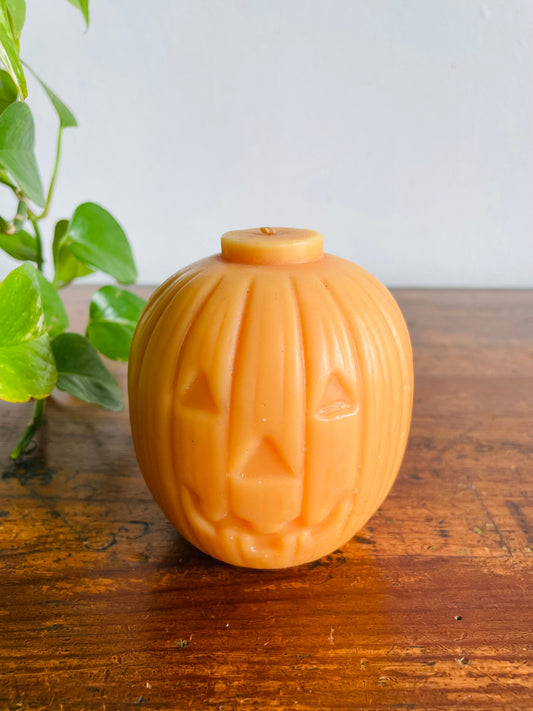 Vintage Double-Sided Pumpkin Jack-o-Lantern Candle - White Flame Company Hamilton - Fall & Halloween Decor