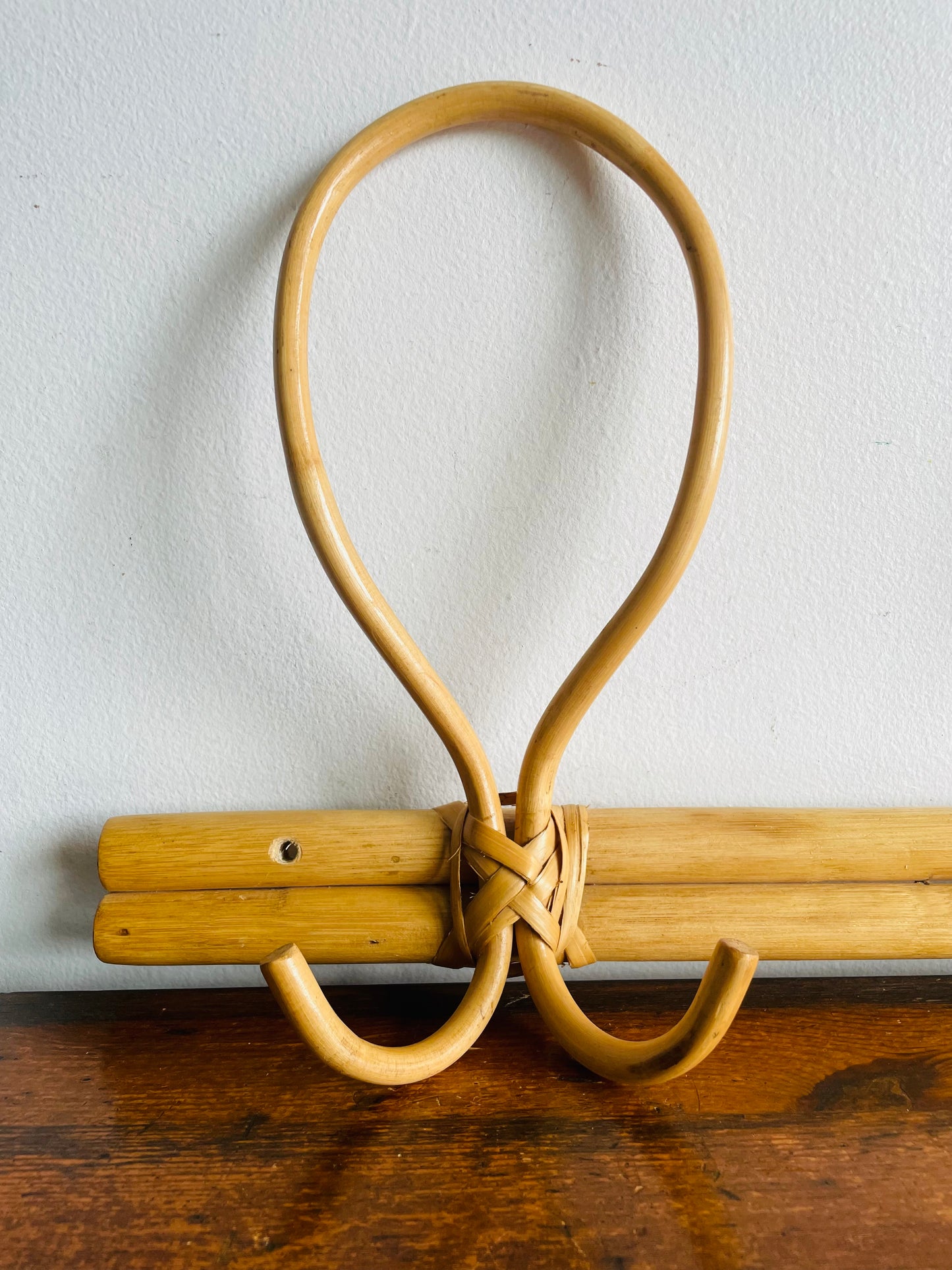 Wall Mount Bamboo Rattan Clothing Hook Hanger