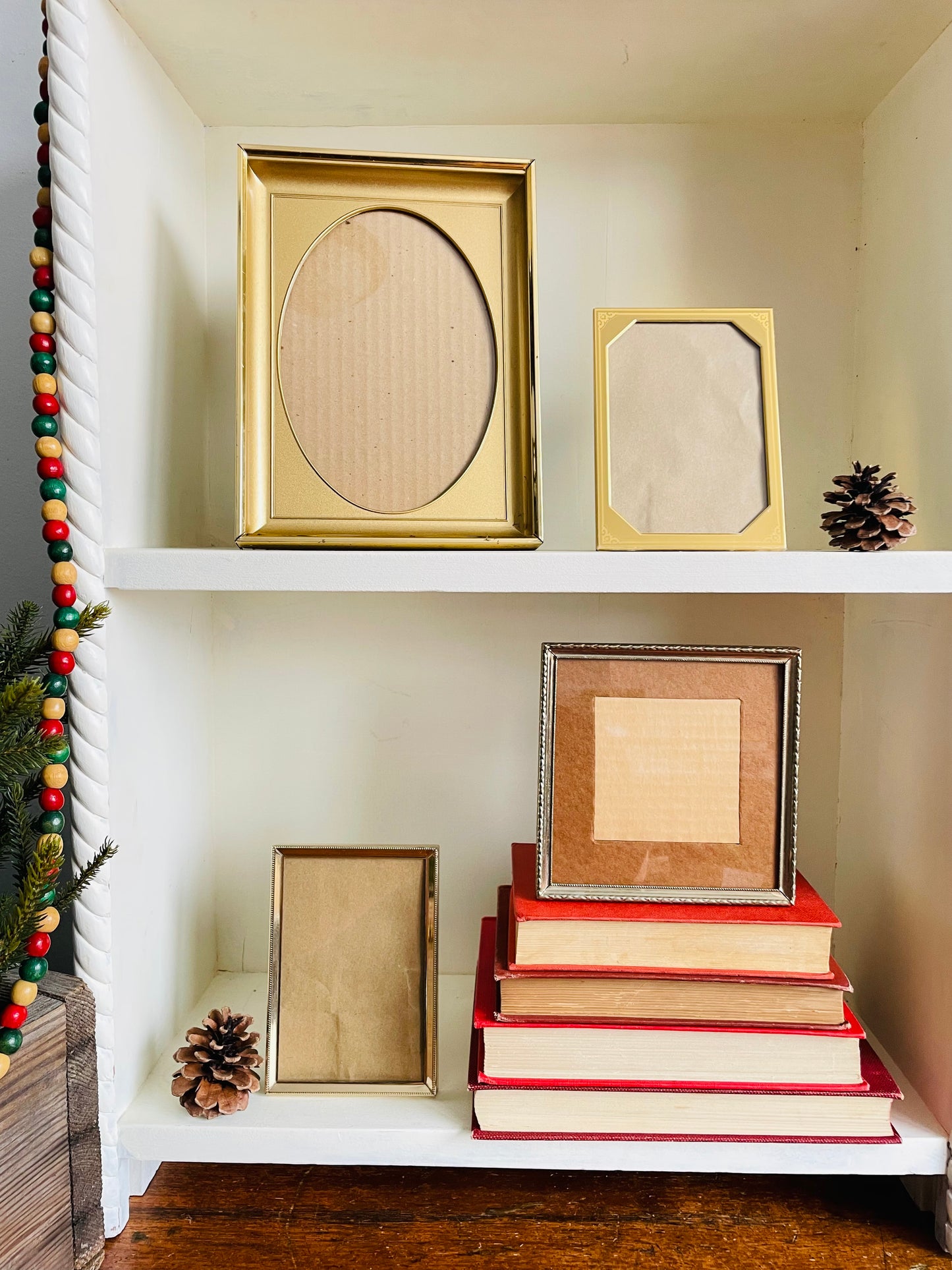 Vintage Collection of Brass & Gold Metal Picture Frames with Easel Backings - Set of 4