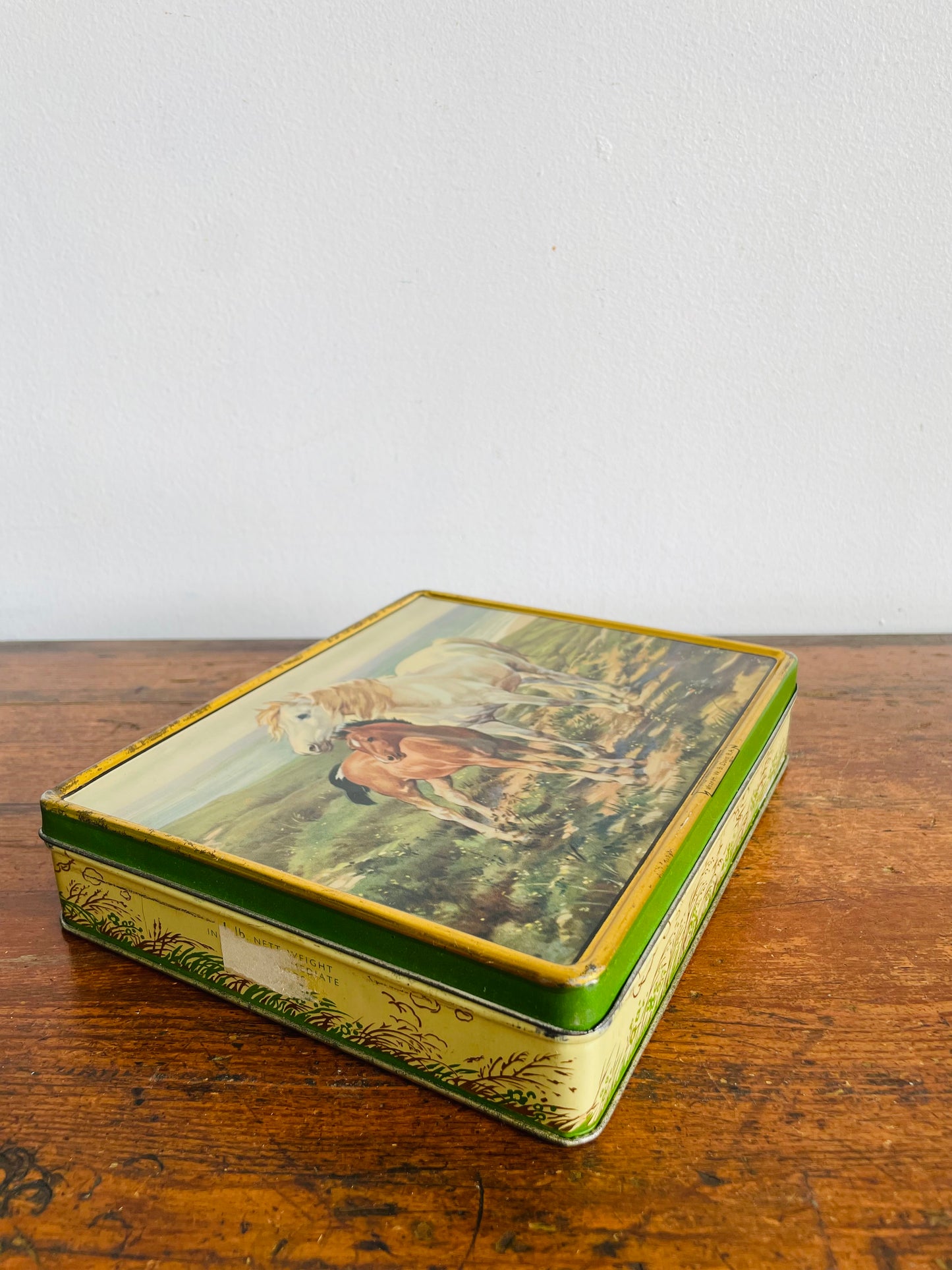 Vintage Candy Tin with "Mother and Son" Horse Scene - H.W.B. Davis, R.A. - A.S. Wilkin Ltd. Cremona & Red Boy Toffees - England