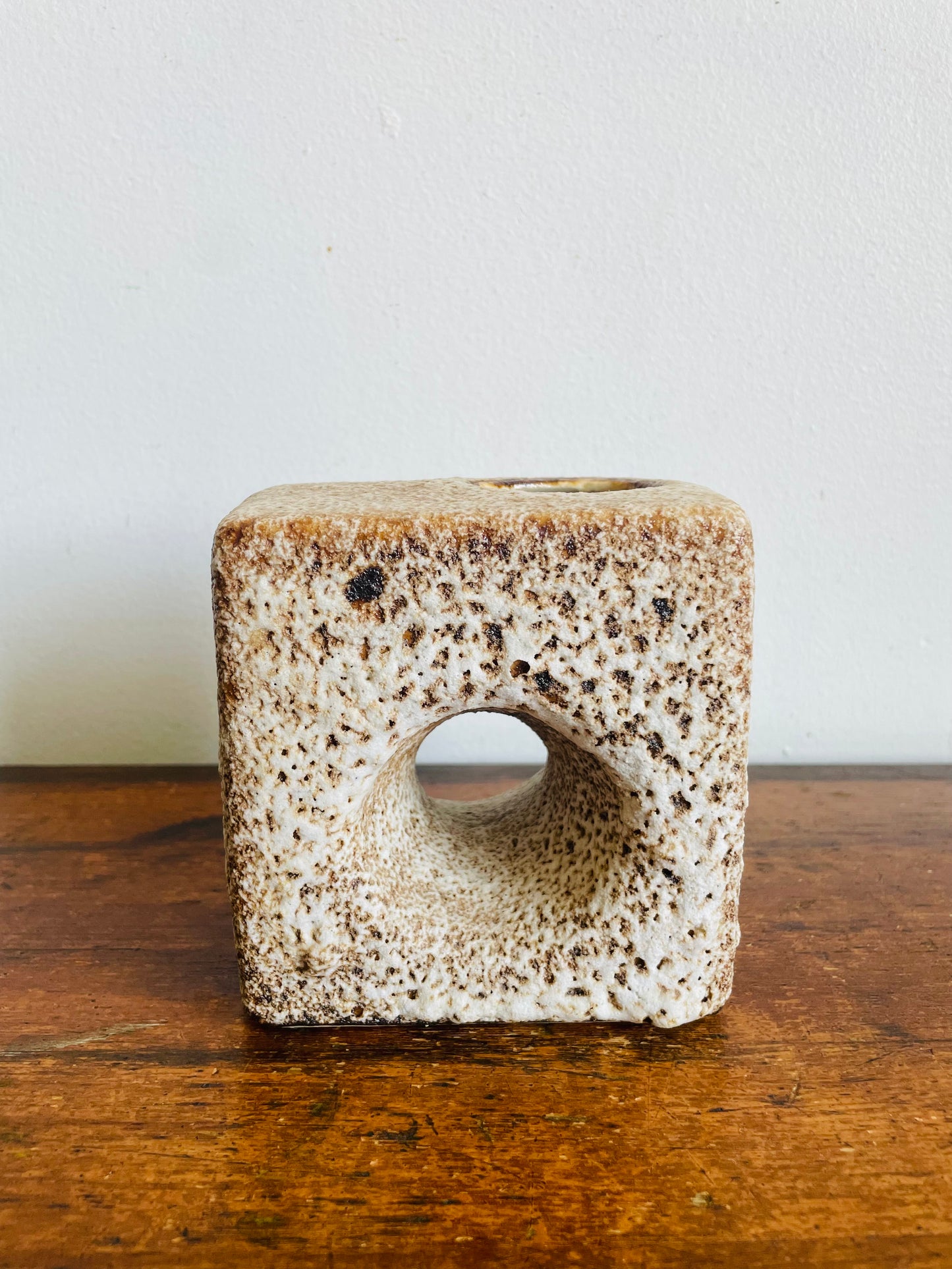 Vintage 1970s MCM Vest Keramiek Van Woerden Fat Lava Block Chimney Vase - Dutch Mid-Century Design - Made in The Netherlands