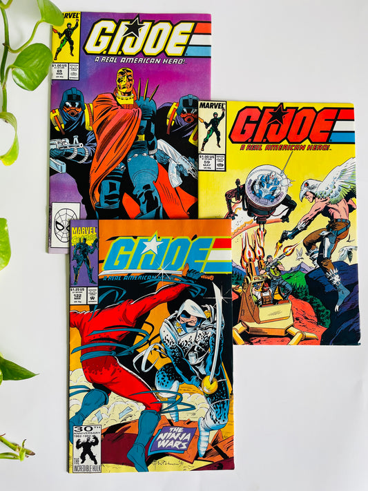 Vintage 1986, 1987, 1991 Marvel G.I. Joe Comic Book Bundle - Includes 3 Comics - Issue 59, Issue 69, Issue 122