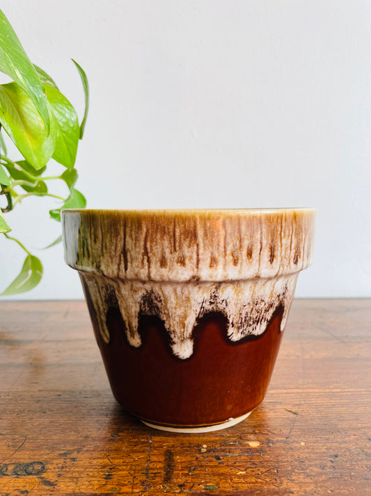 Honeycomb Drip Glaze Pottery 6" Planter Pot with Drainage Hole - Made in Korea