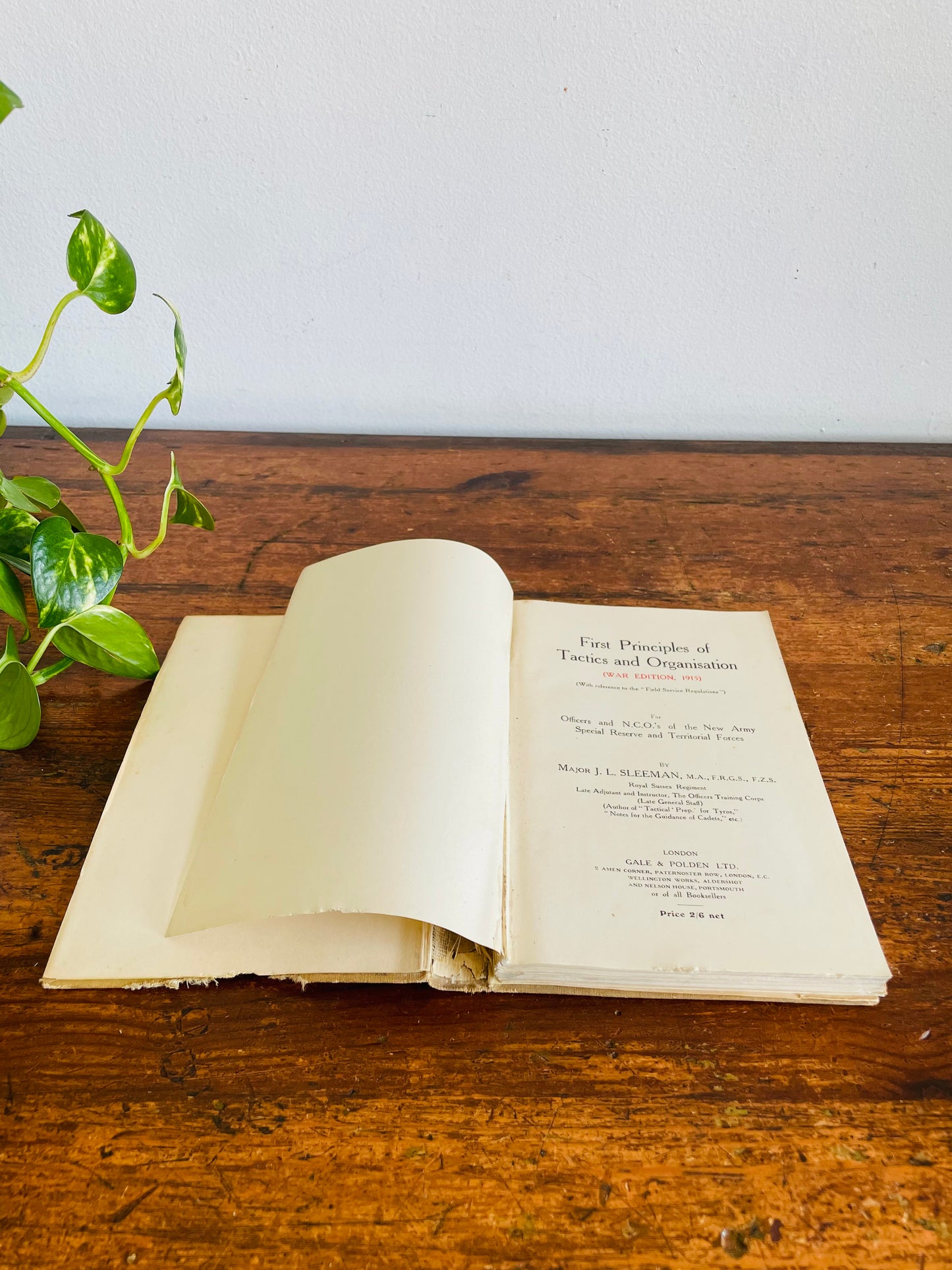 Rare Antique WW1 1915 First Principles of Tactics and Organisation War Edition Hardcover Book by Major J. L. Sleeman - Historical Military Training Manual with Illustrations