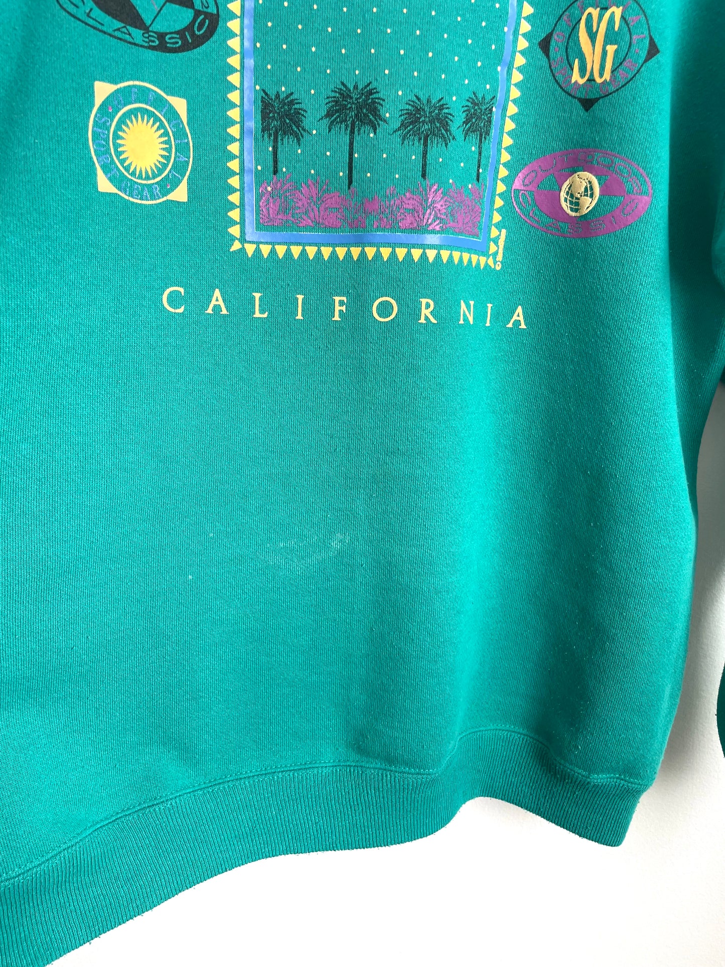 Palm Springs California Turquoise Green Crewneck Sweatshirt - Hanes Heavyweight - Men's Sizing