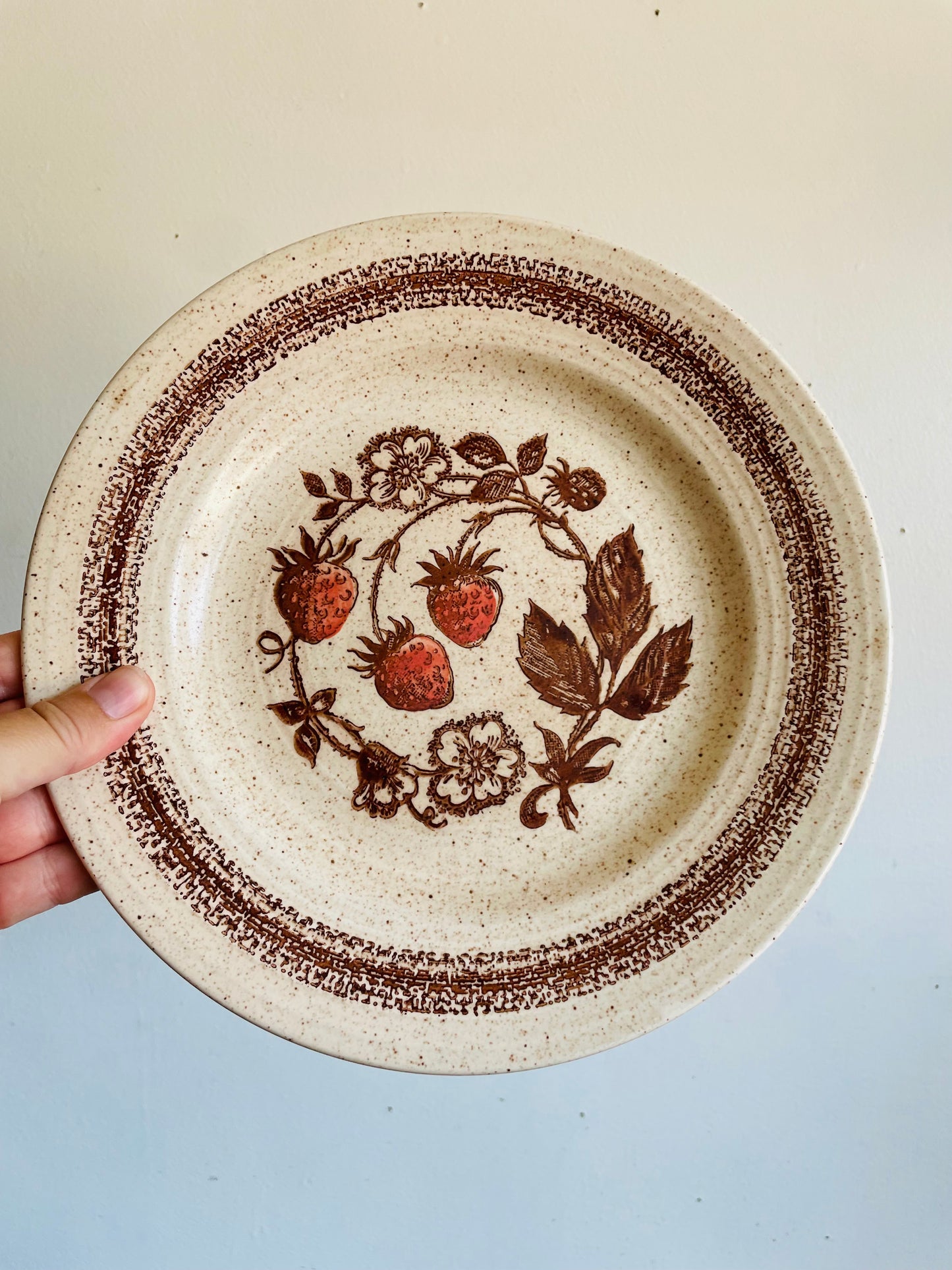 Vintage Wild Strawberry Pattern 9.75" Dinner Plate - Homespun Churchill Stonecast Range England Hand Painted