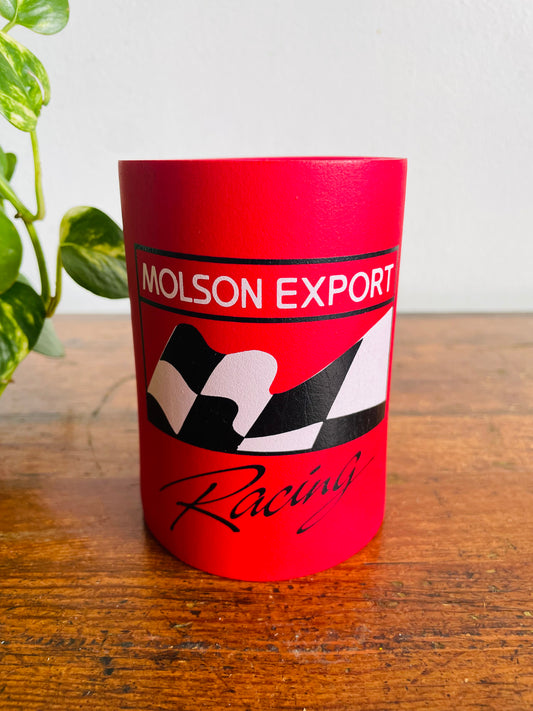 Vintage Molson Export Racing Red Drink Sleeve Cozy / Koozie - Insulated Can Holder - Arctic Kup Brand Made in Canada