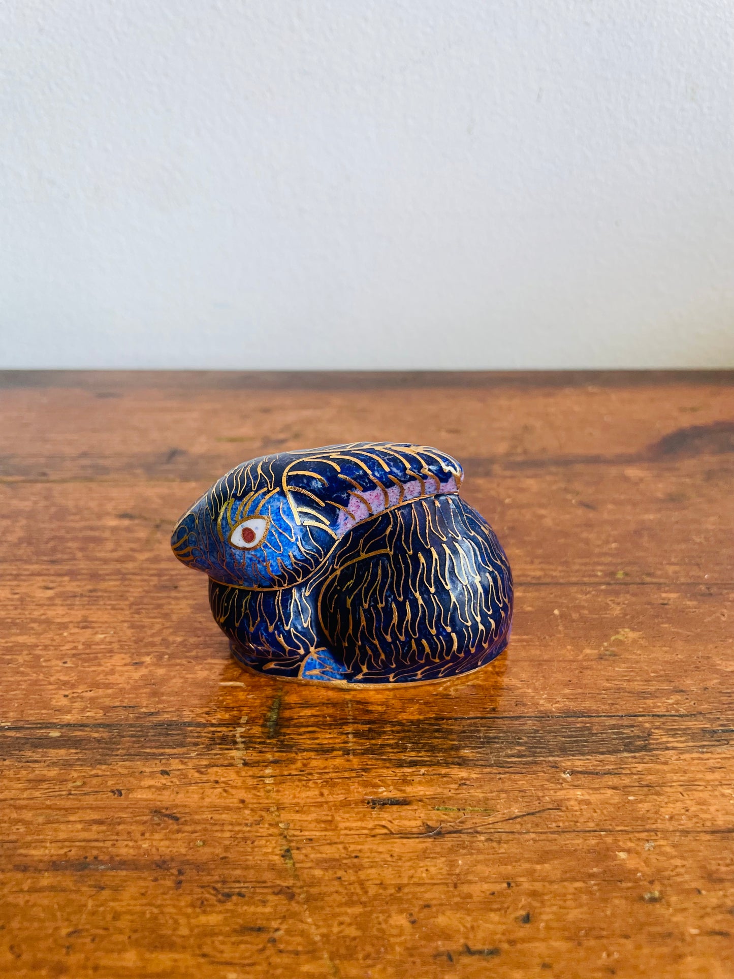 Vintage Miniature Cloisonne Enamel Bunny Rabbit Animal Figurine