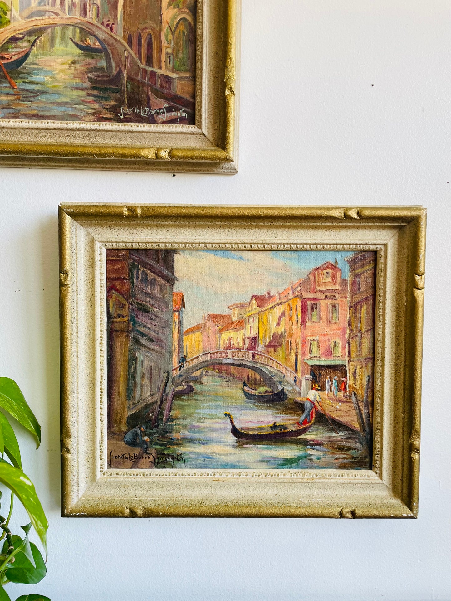 Vintage Original Art Painting Signed by Listed Hamilton Artist Juanita LeBarre Symington - "Canal Principal Venice" July 1975 - Original Sketch on Imported Linen Canvas