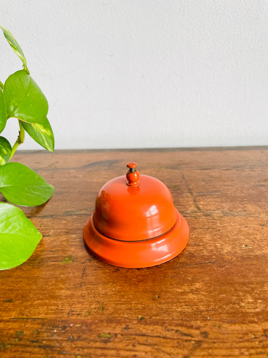 Vintage MCM Orange Metal Ring for Service Counter Bell - Works!