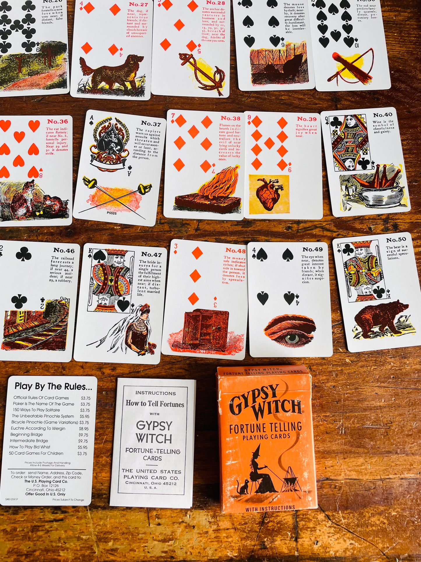 Vintage Gypsy Witch Fortune Telling Playing Cards with Instructions