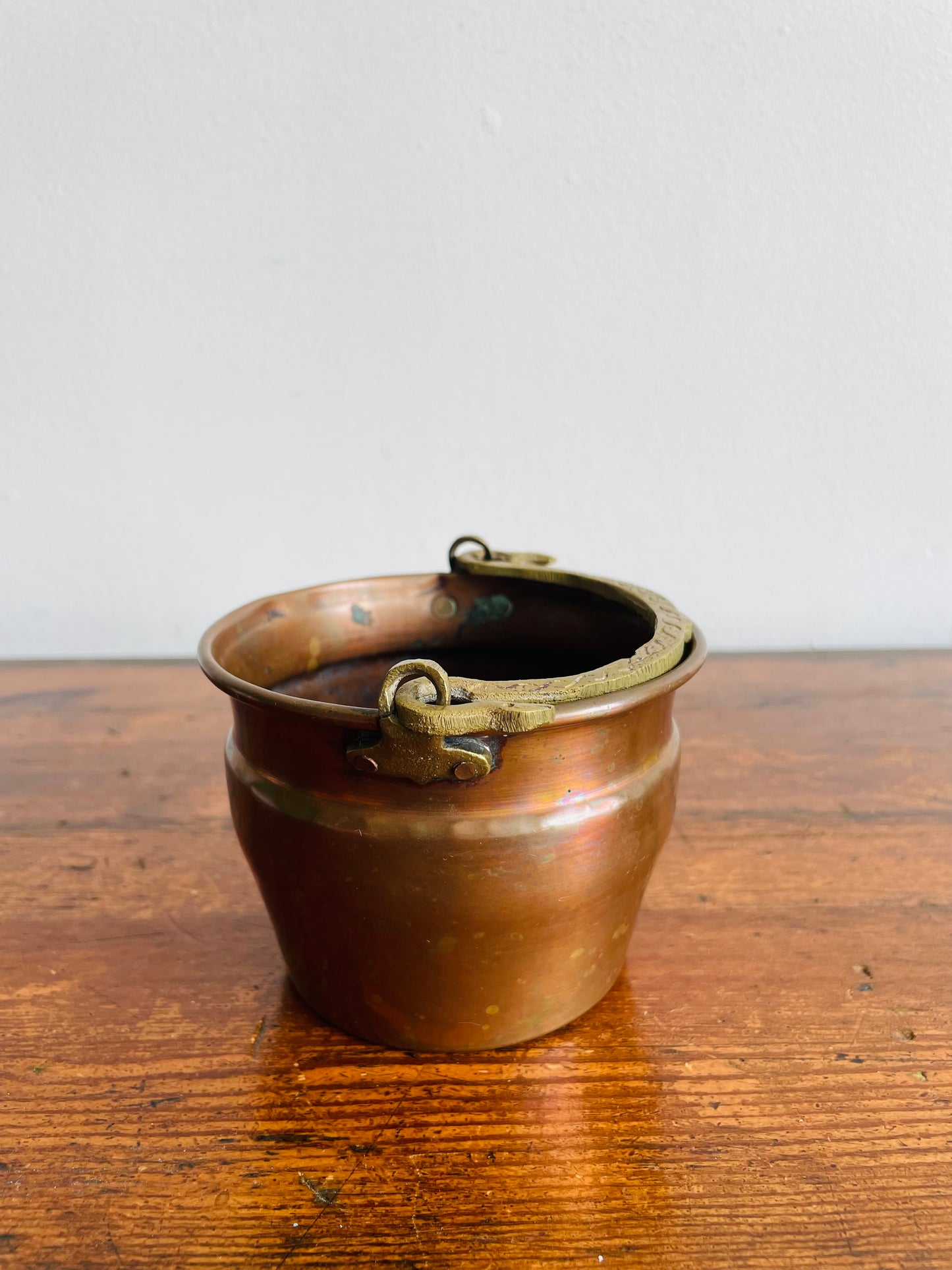 Copper Bucket Pail with Etched Brass Handle - Makes a Great Planter Pot!