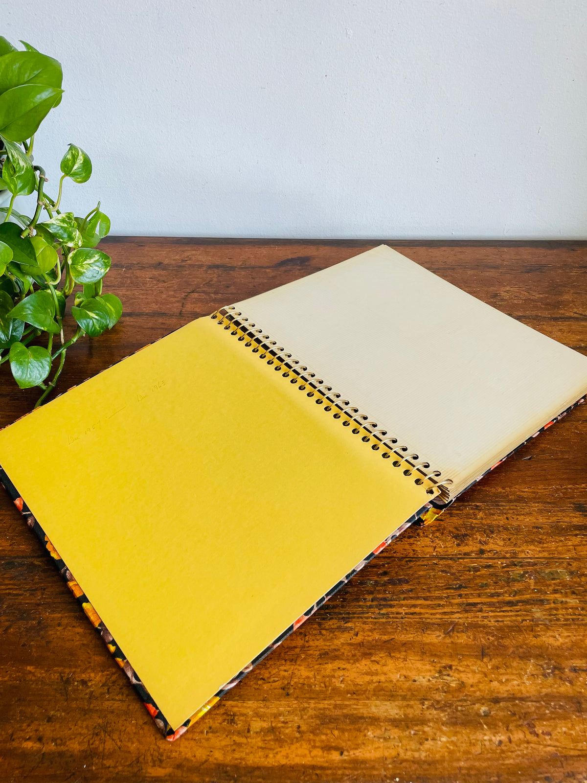 Vintage Groovy Floral Photo Album Scrapbook With Brown, Orange & Yellow Flower Design Fabric Cover