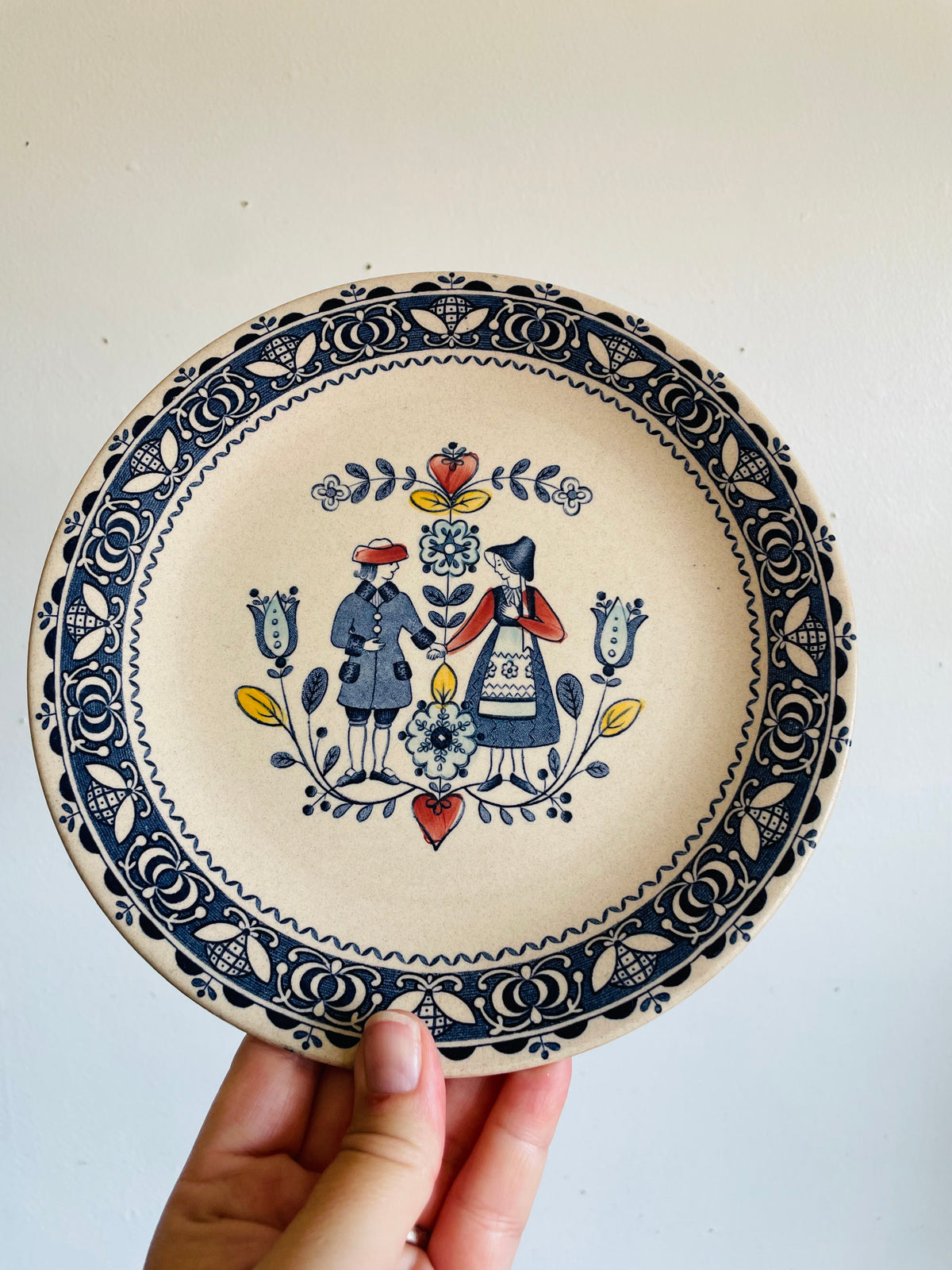 Vintage Johnson Brothers Hearts & Flowers Staffordshire England Old Granite Ironstone 8" Side Dish Plates - Set of 2