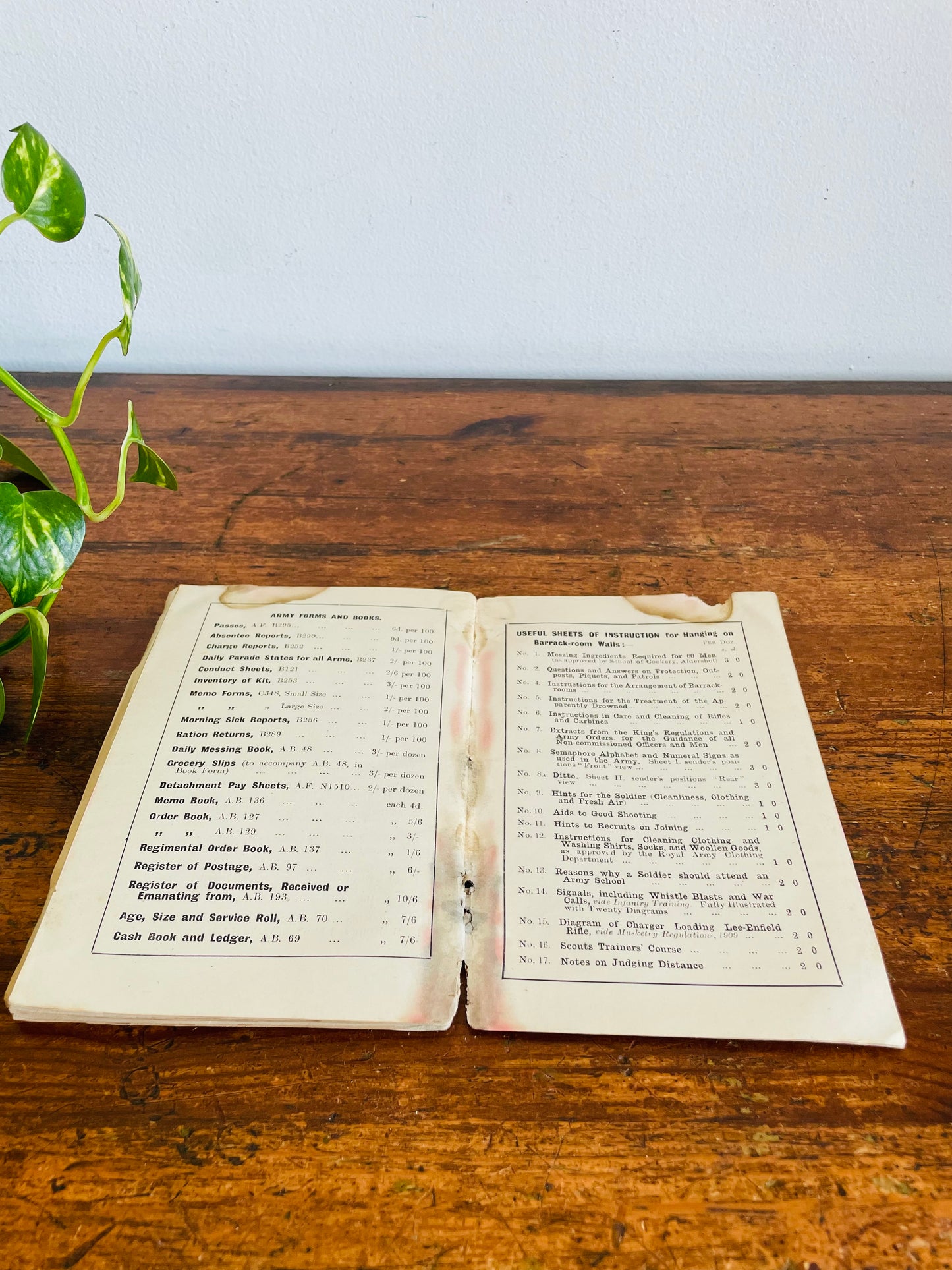 Antique WW1 Instructions for Keeping Pay & Mess Complete with Specimen Forms Paperback Book - Officer Commanding Squadron, Battery or Company