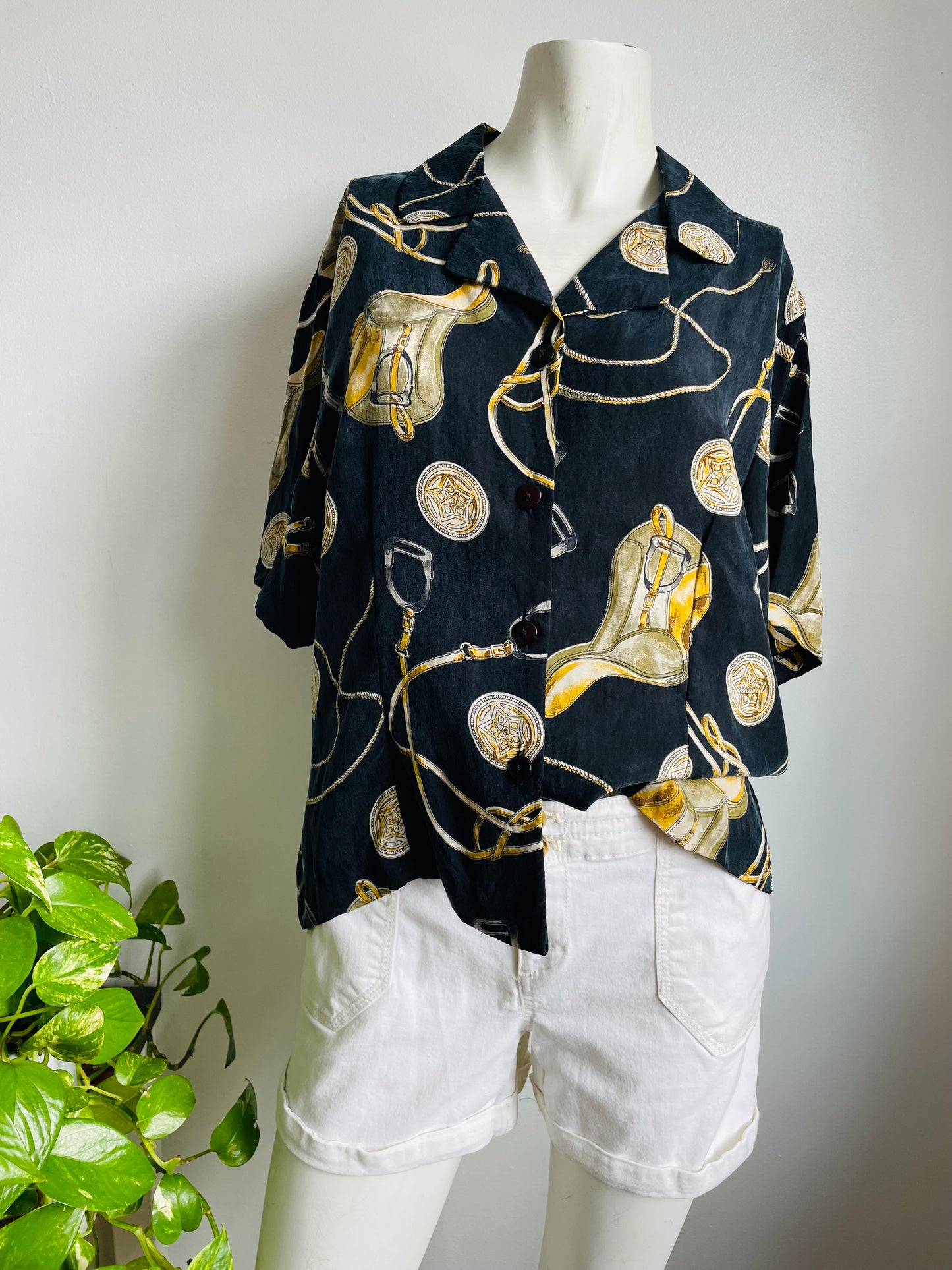 Buttery Soft Button-Up Shirt with Equestrian Design - Galleria Brand - Made in Canada with Imported European Fabric