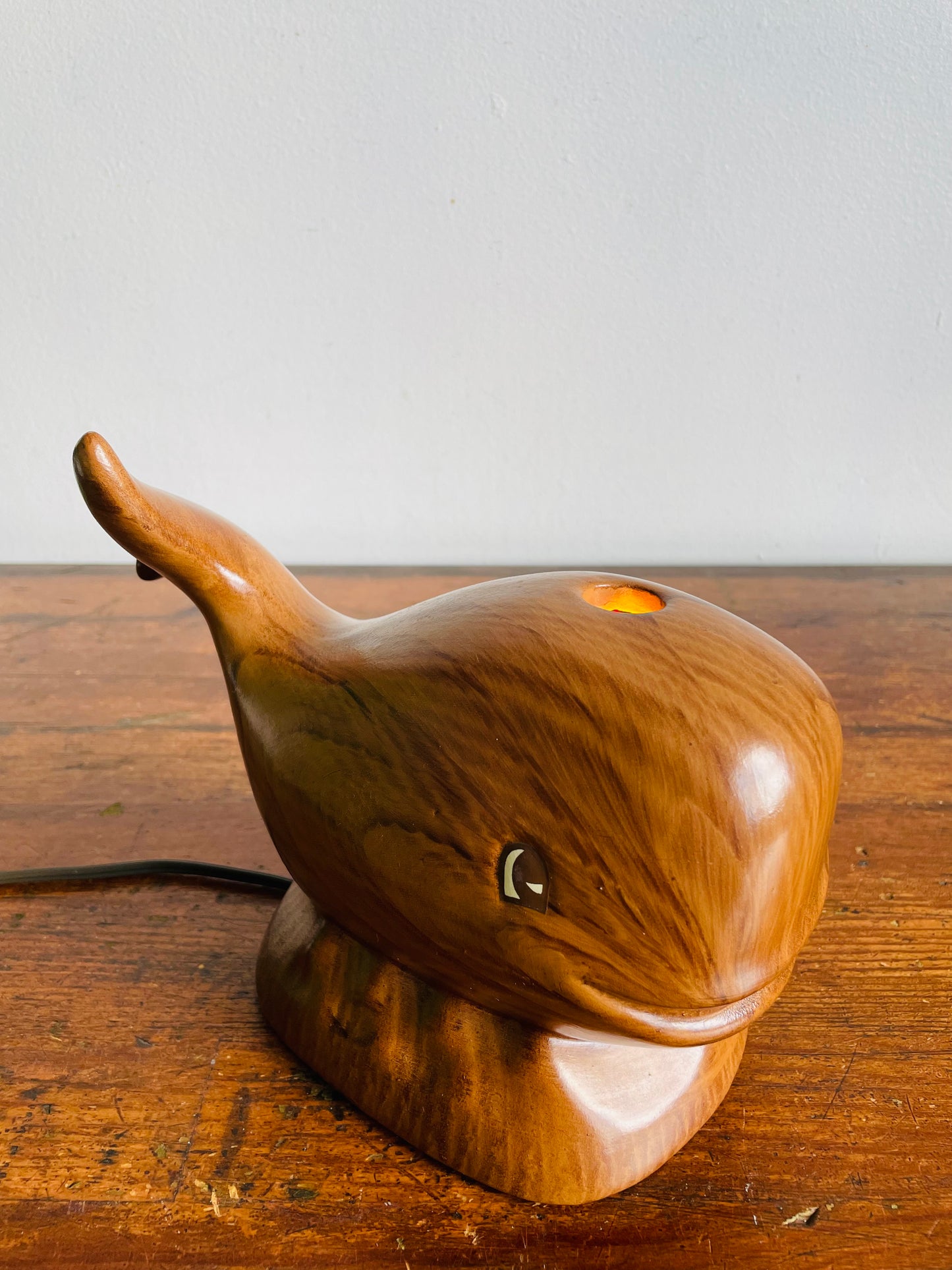 Vintage Ceramic Happy Smiling Whale Nightlight Lamp - You'll Have a Whale of a Time With This One!