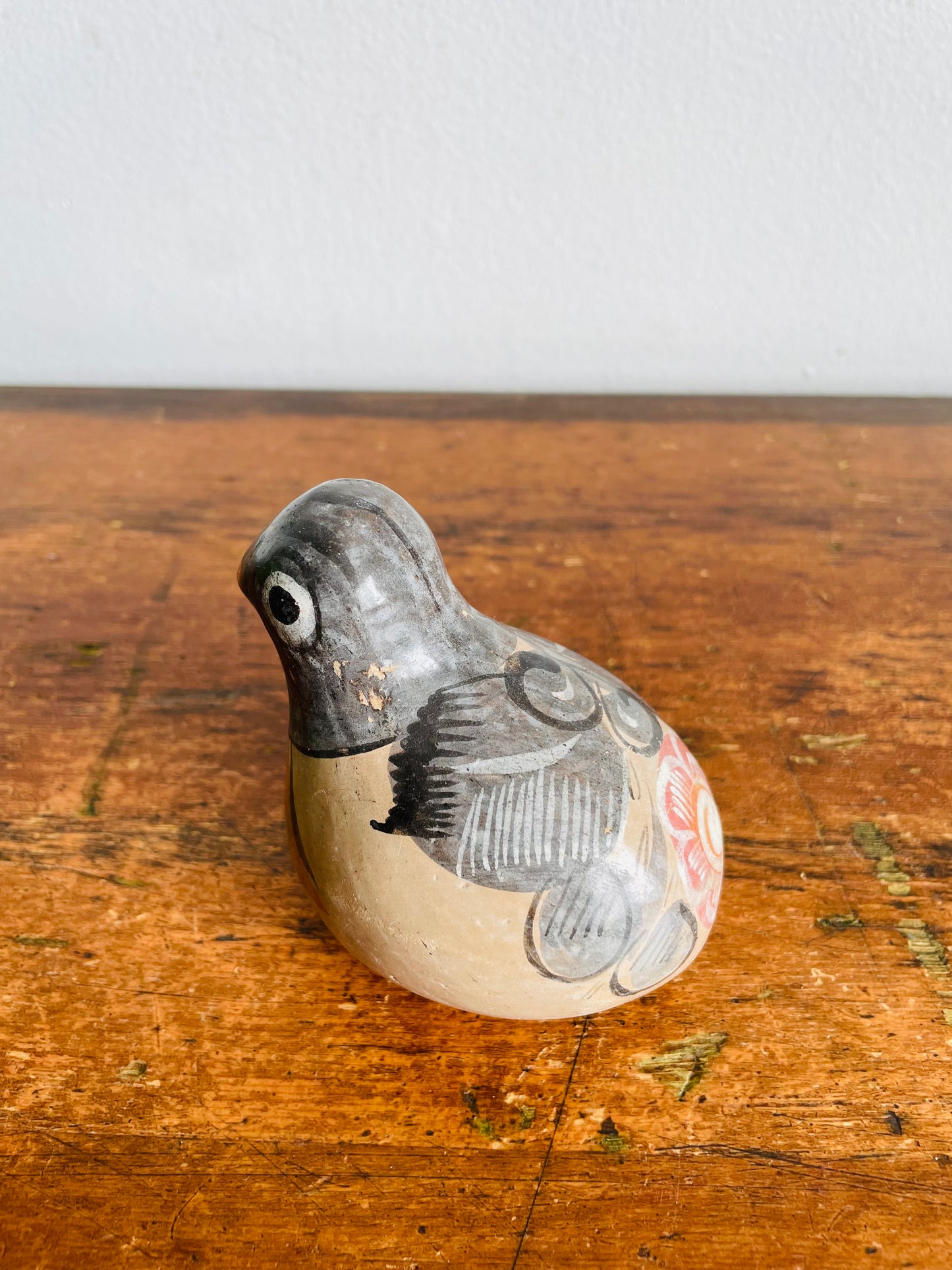 Vintage Mexican Tonala Pottery Bird Figurine