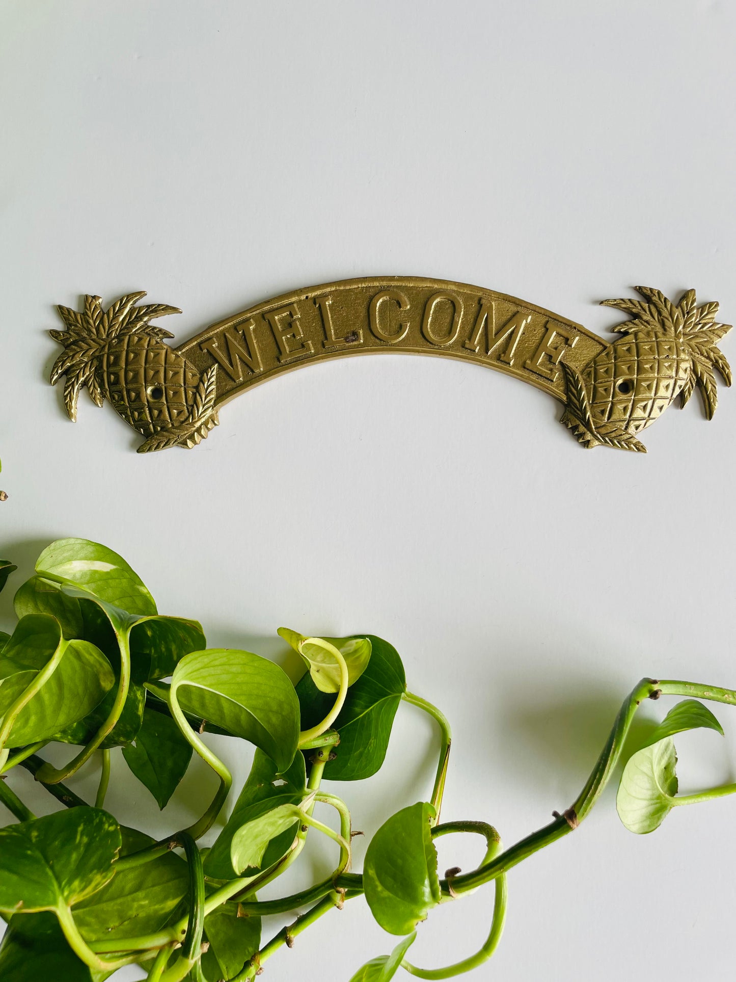 Pineapple Brass Welcome Plate Sign - Bombay Company