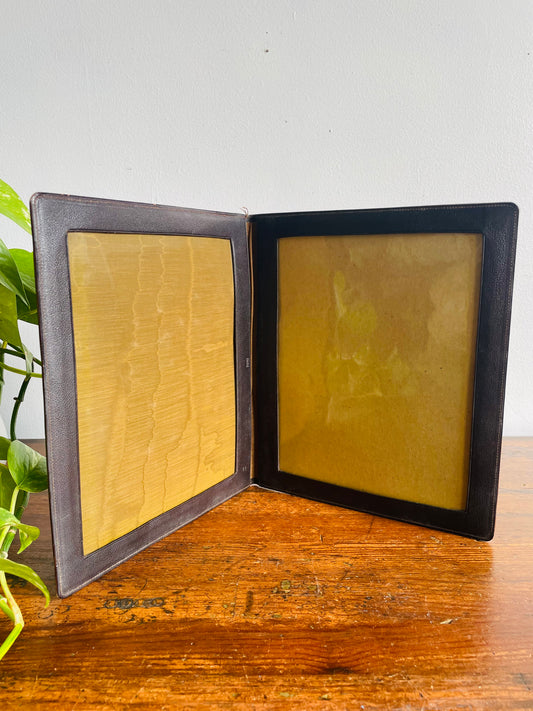 Bliss London Folding Leather Double Picture Frame - Made in England - 7" by 9" Photo Size