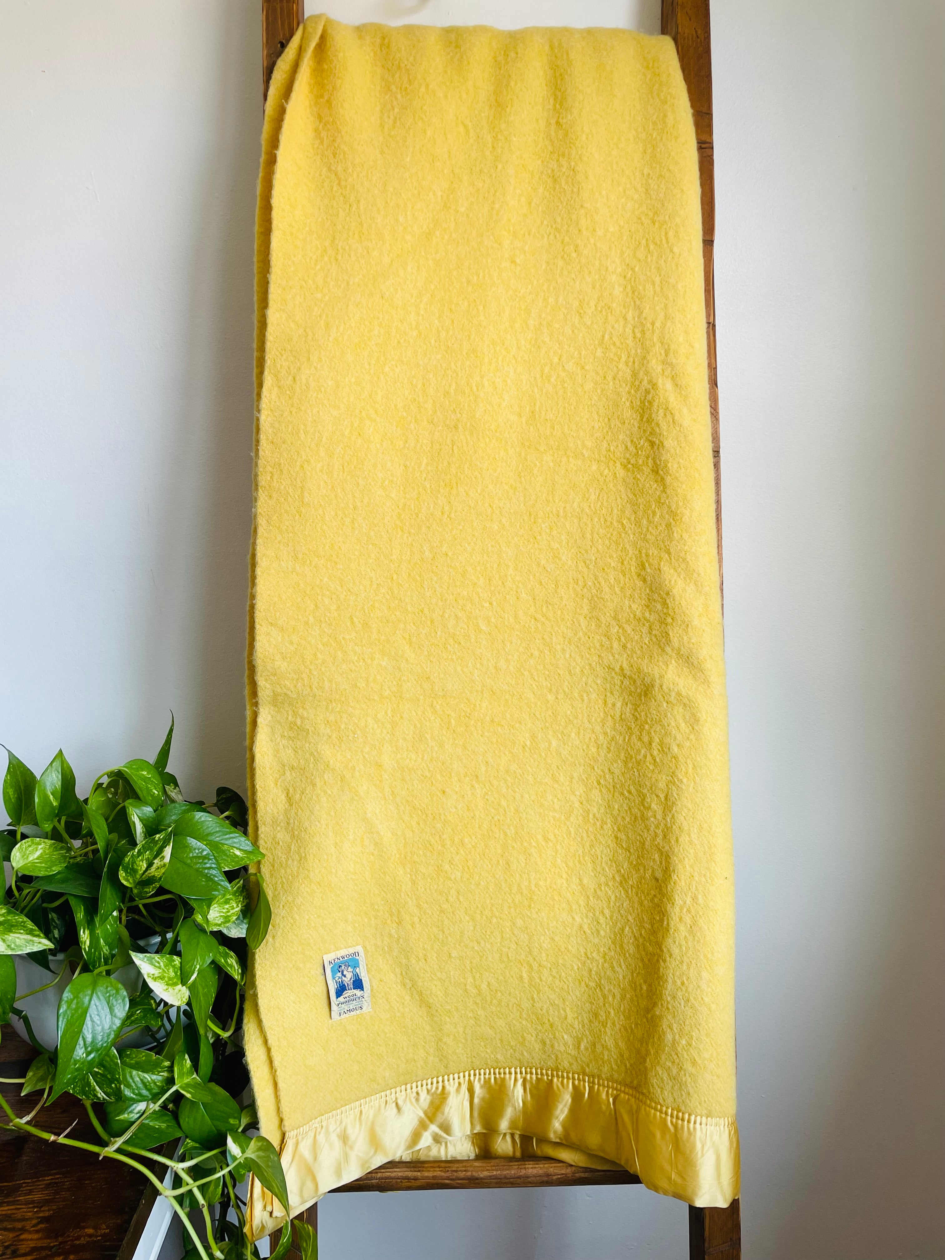 KENWOOD Pure Virgin Wool on sale 70” by 90” Yellow/Golden With Satin Edges