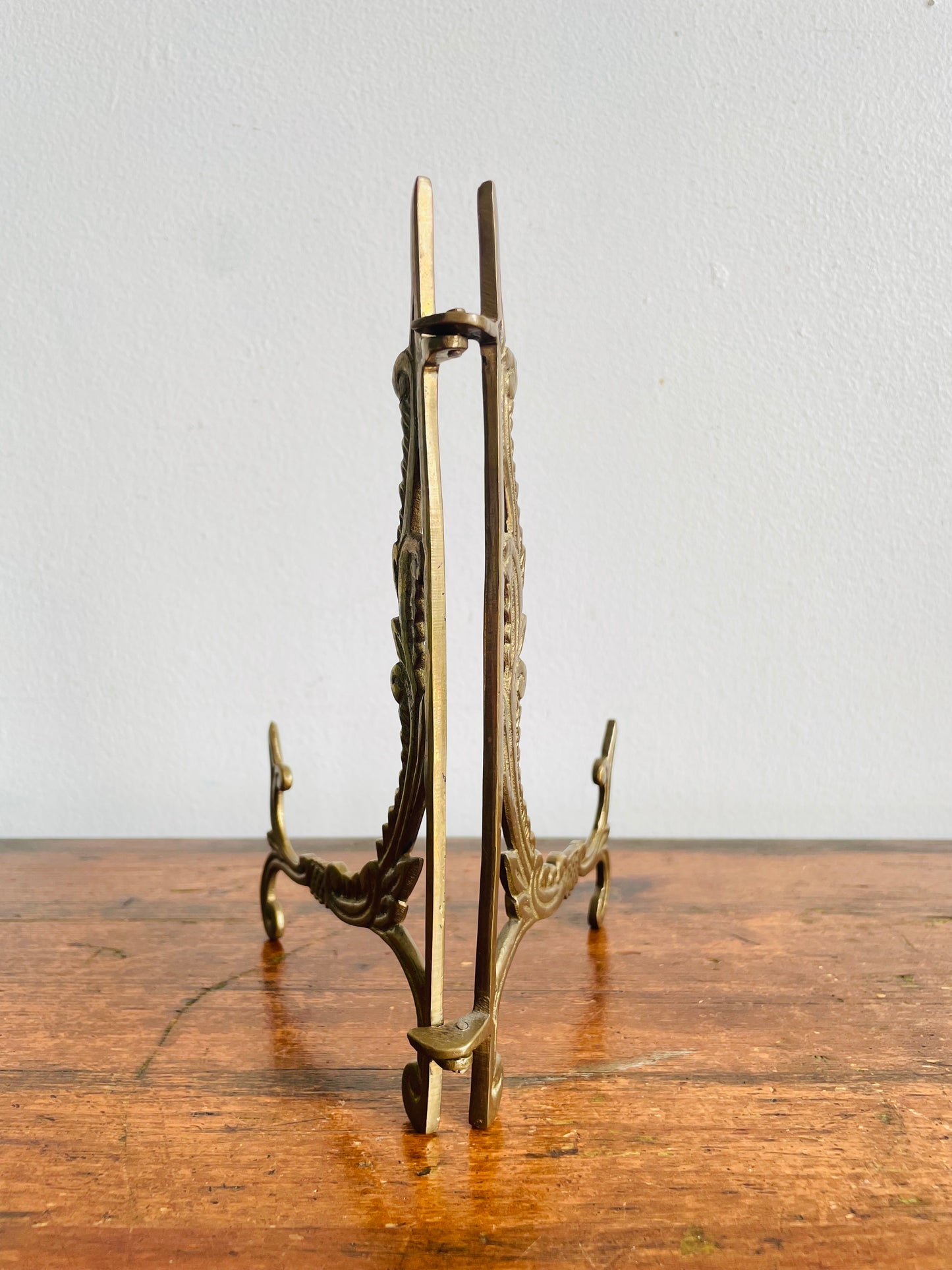 Vintage Brass Ornate Folding 8" Tall Easel - Holds Picture, Art, Book, Etc.