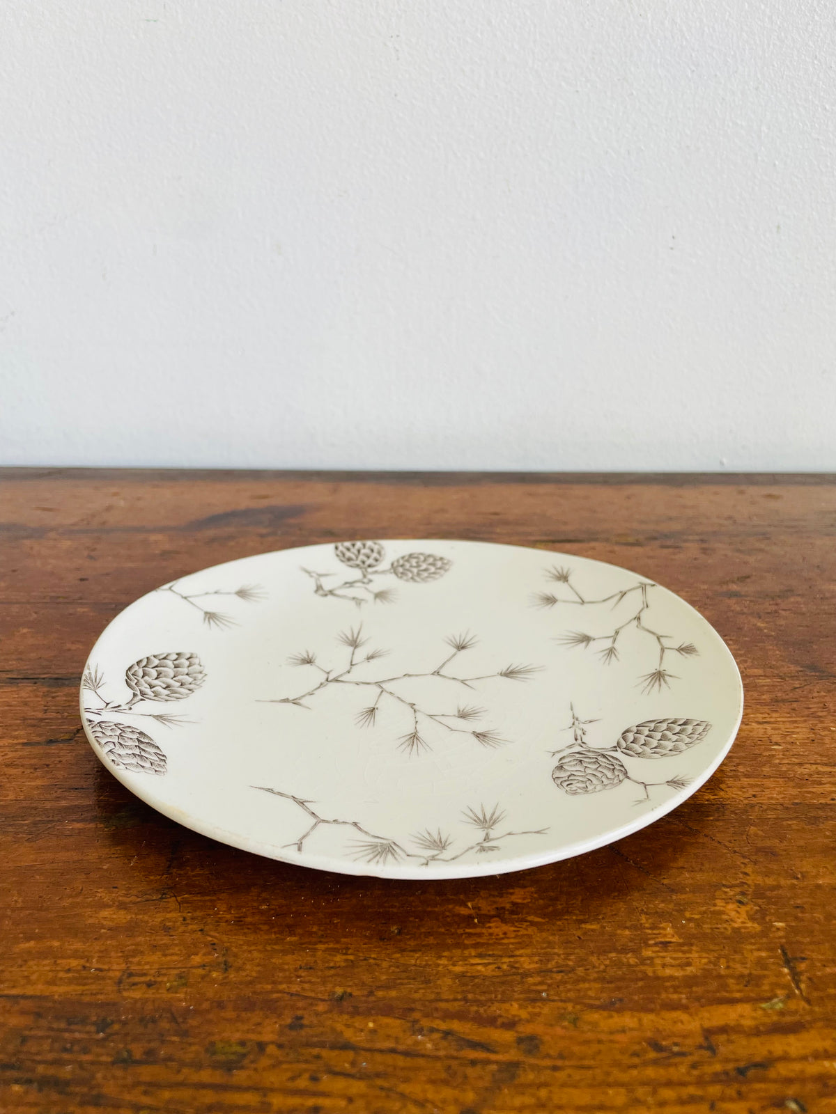 Vintage Wood & Sons "North Woods" Pattern Plate with Pinecone Design - Engraved by Hand - Made in England