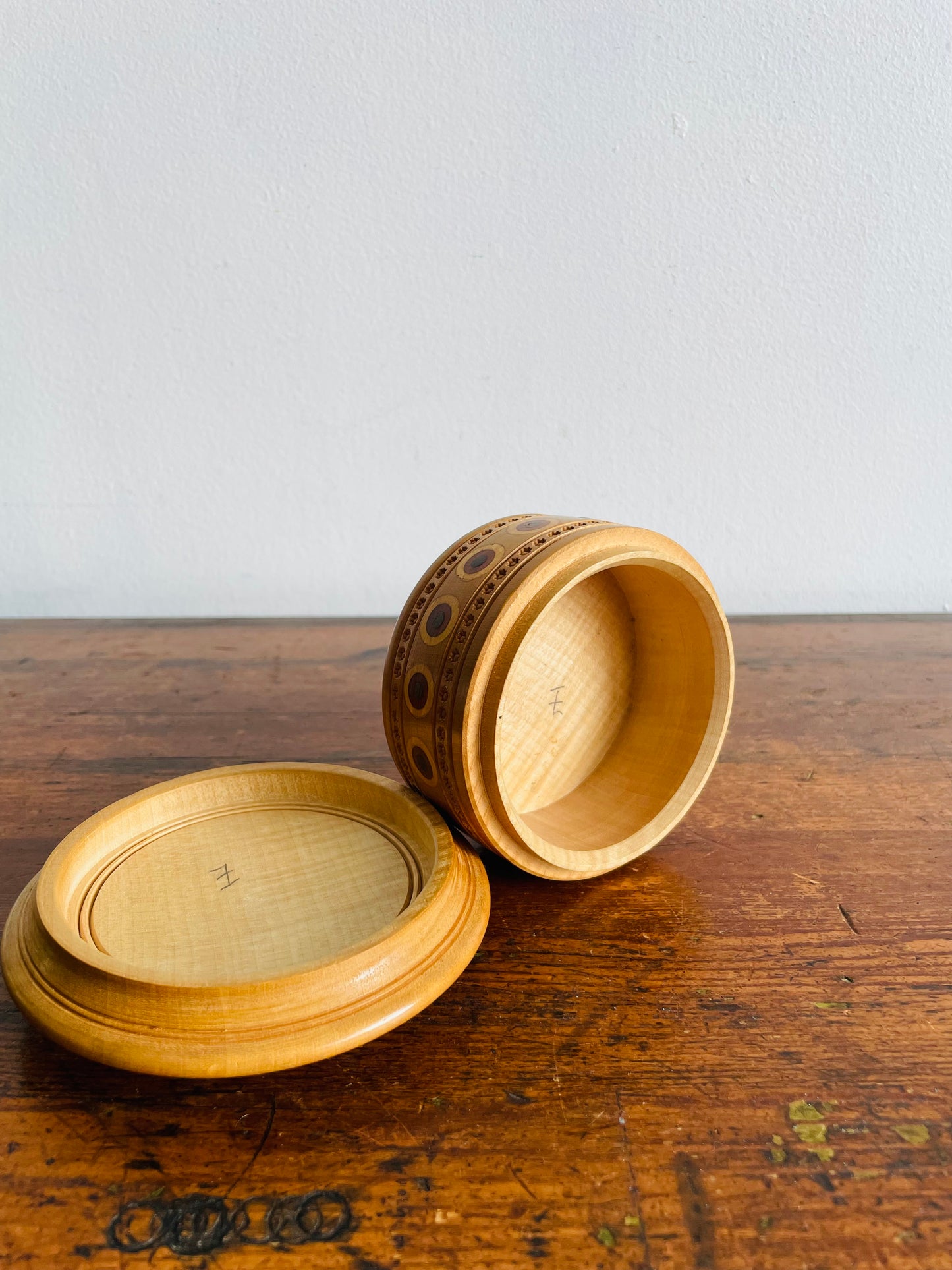 Eastern European Intricately Carved Wood Trinket Box with Lid