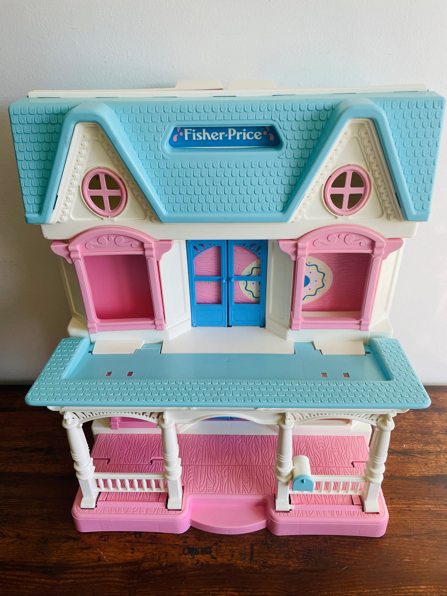 1993 Fisher Price Loving Family Folding Dream Dollhouse 6364 - Includes 15 Accessories - 6 Dolls & 9 Furniture Pieces