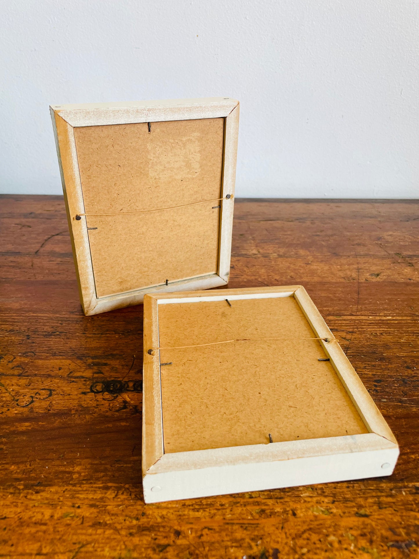 Vintage Adorable & Sweet Puppy Dog Print Pictures in Cream Frames - Set of 2