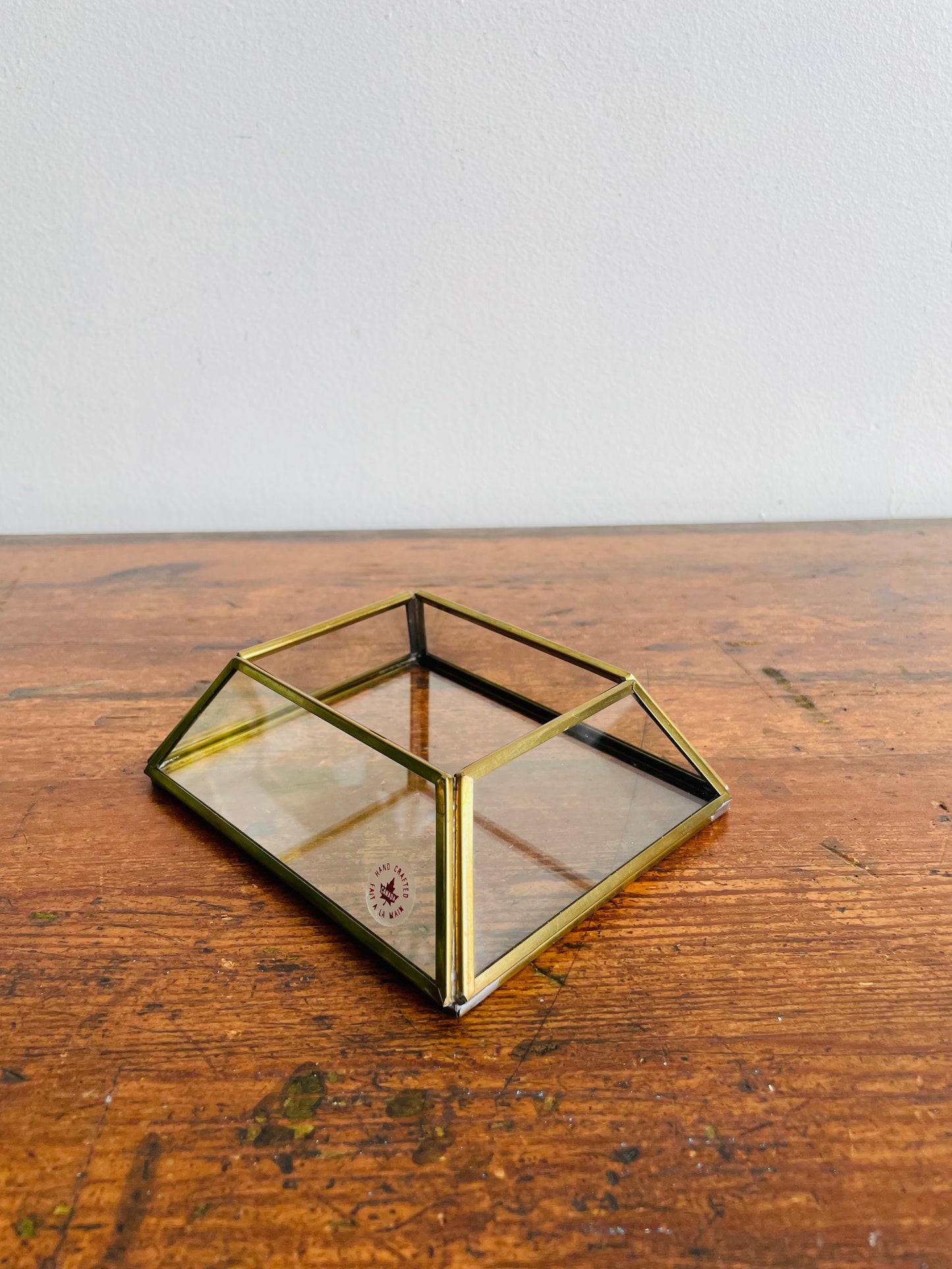 Brass Mirrored Box Holder - Great for Business Cards, Air Plants, Etc. - Made in Canada