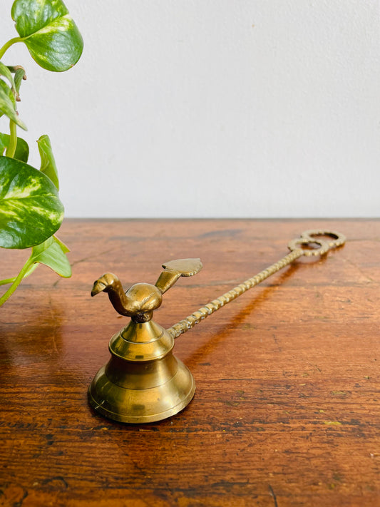 Vintage Solid Brass Candle Snuffer with Bird Figurine Design