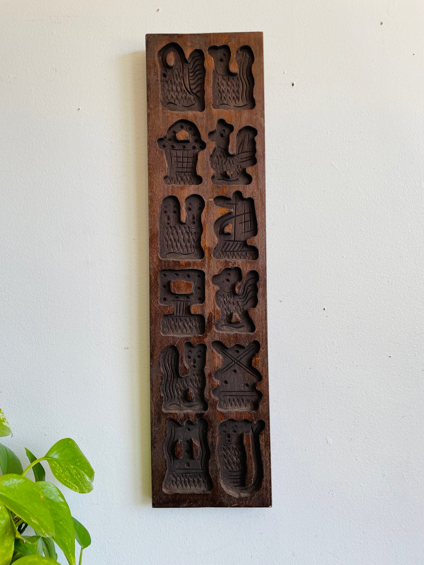 Vintage Large Hand Carved Wooden Dutch Cookie Mold - Speculaas or German Springerle Cookies