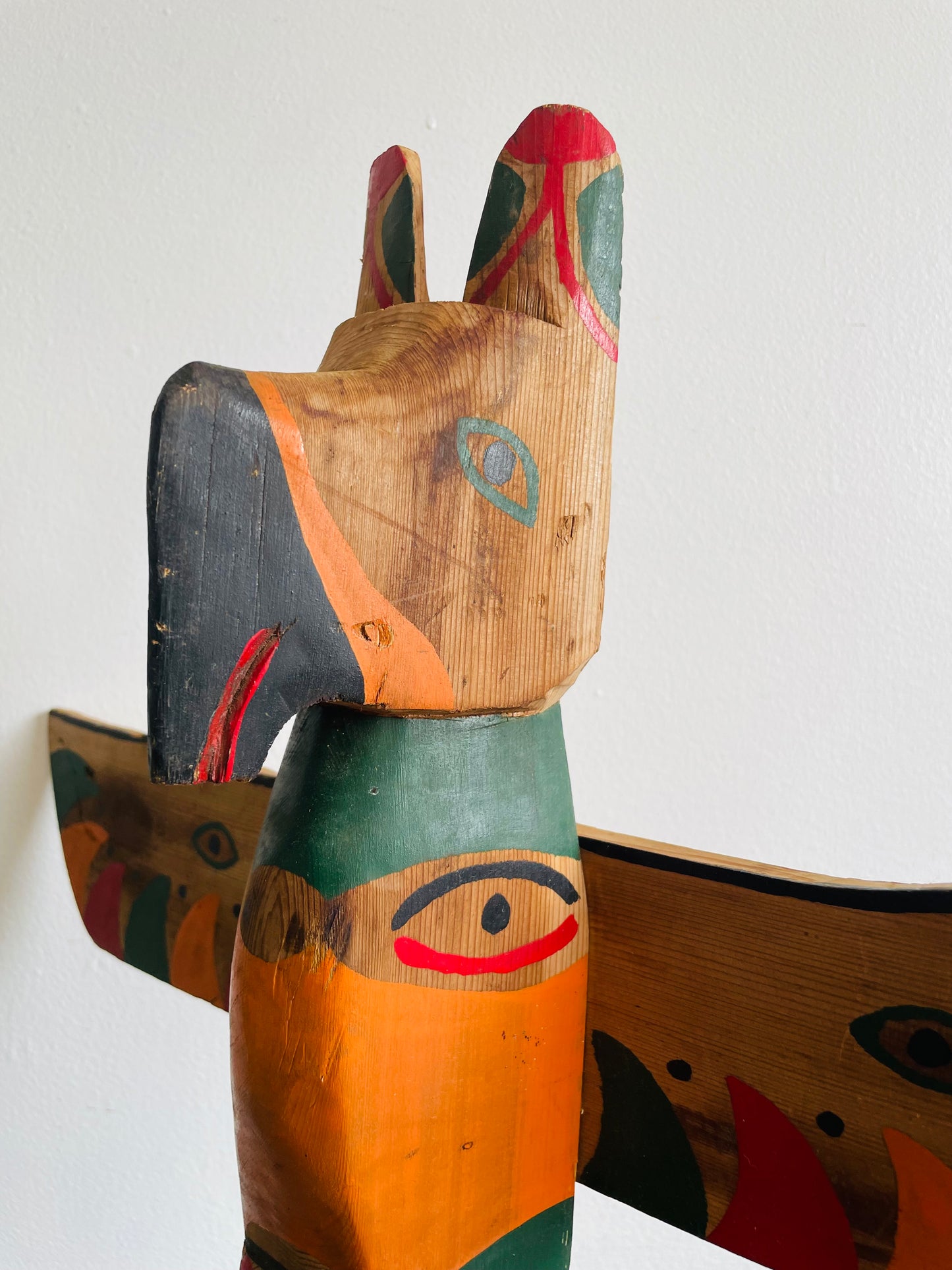 Handmade & Painted Carved Wood Totem Pole