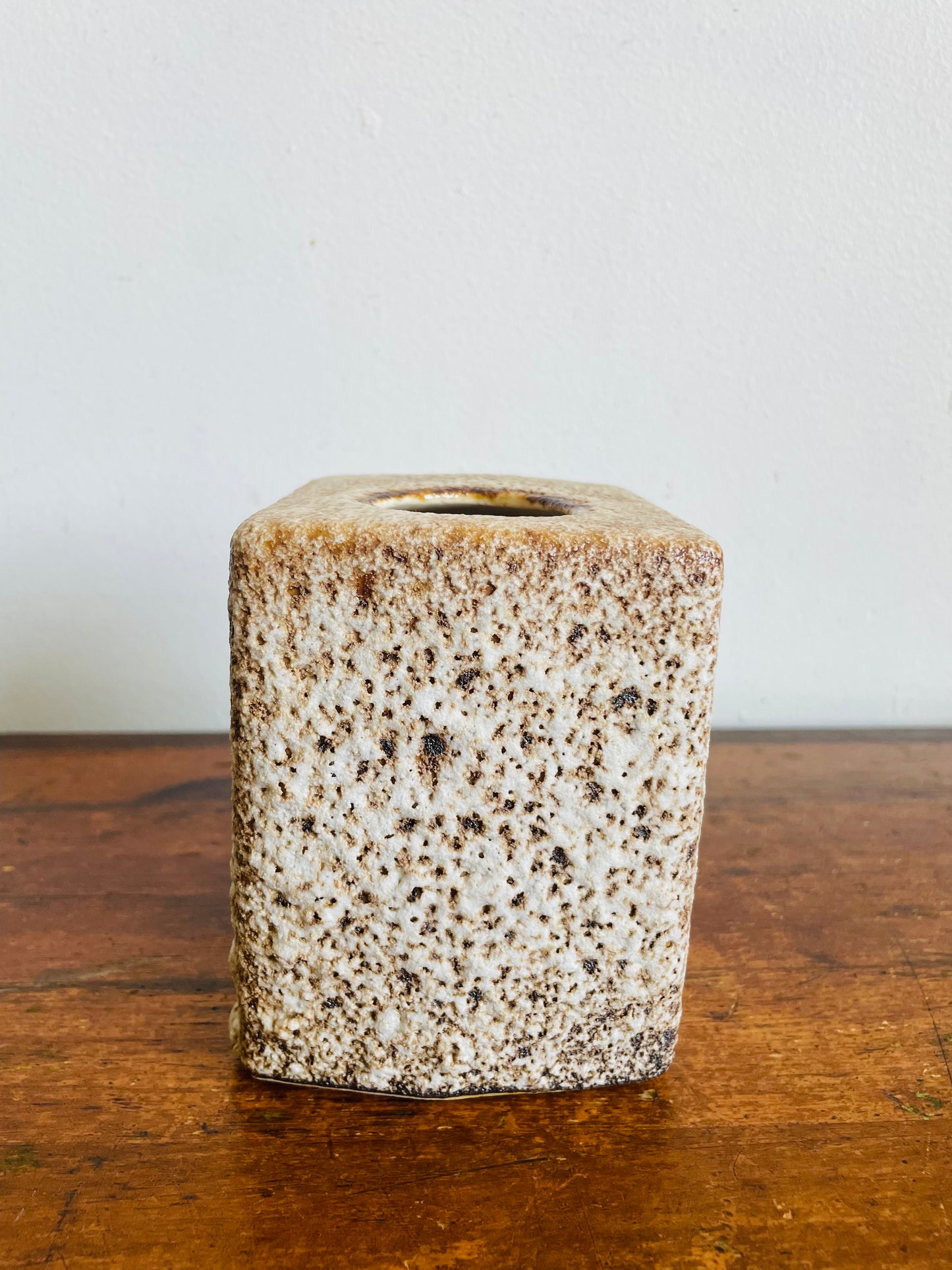 Vintage 1970s MCM Vest Keramiek Van Woerden Fat Lava Block Chimney Vase - Dutch Mid-Century Design - Made in The Netherlands