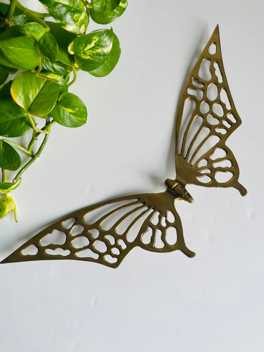 Vintage Solid Brass Wall Hanging Decorative Butterfly Figurine - Large Size - 15” Wingspan