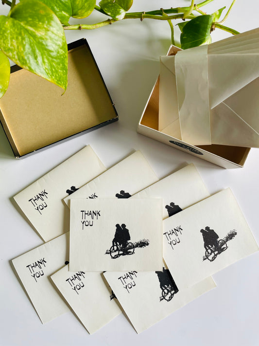 Vintage Box of Unused Silhouette Thank You Cards - Blank Inside - Set of 8 with Envelopes