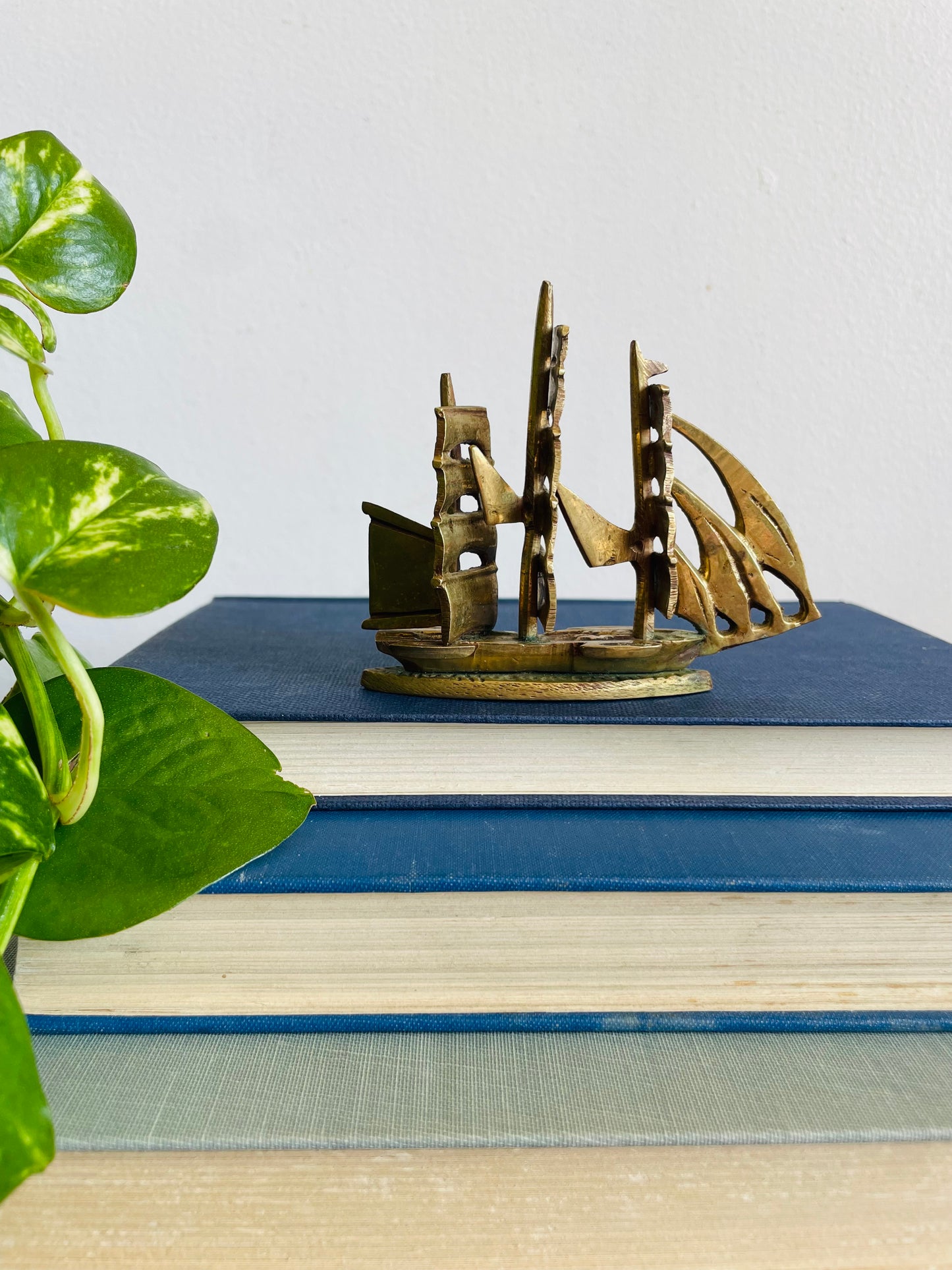 Vintage Brass Sailboat Ship Figurine