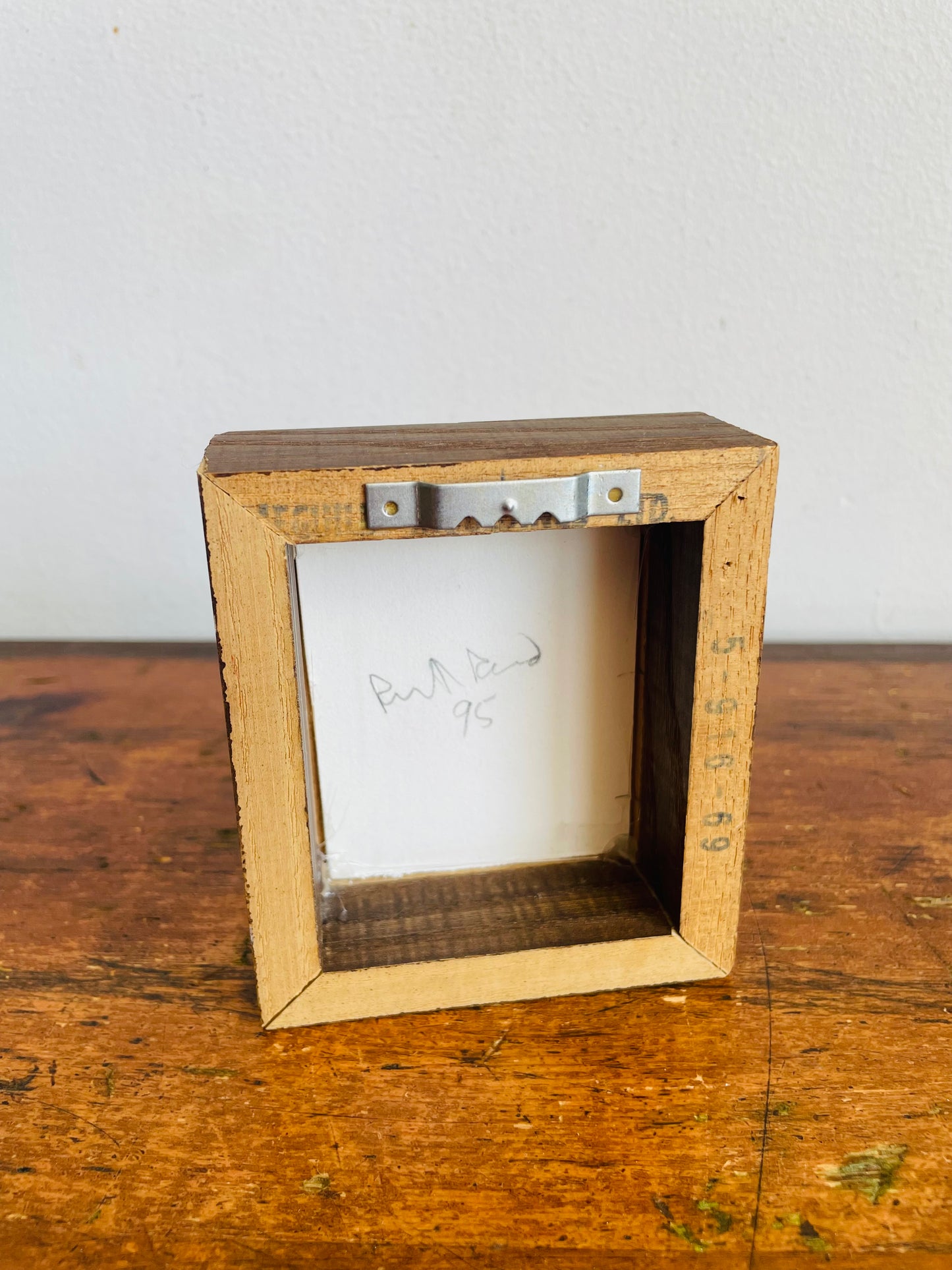 Vintage 1995 Miniature Original Art Painting in Chunky Dark Wood Frame - Artist Signed