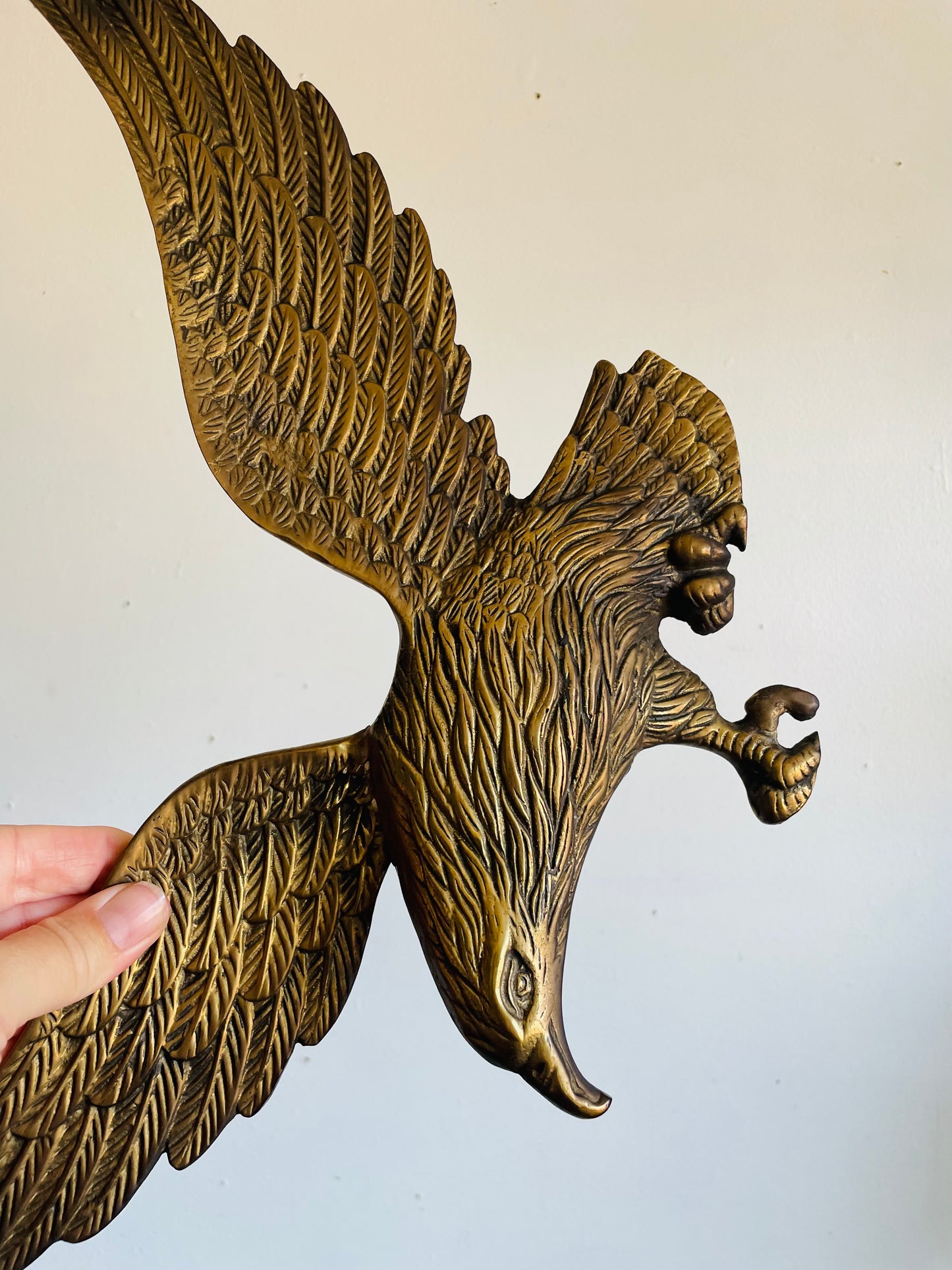 Vintage Solid Brass Flying Eagle Bird - Wall Hanging Decor