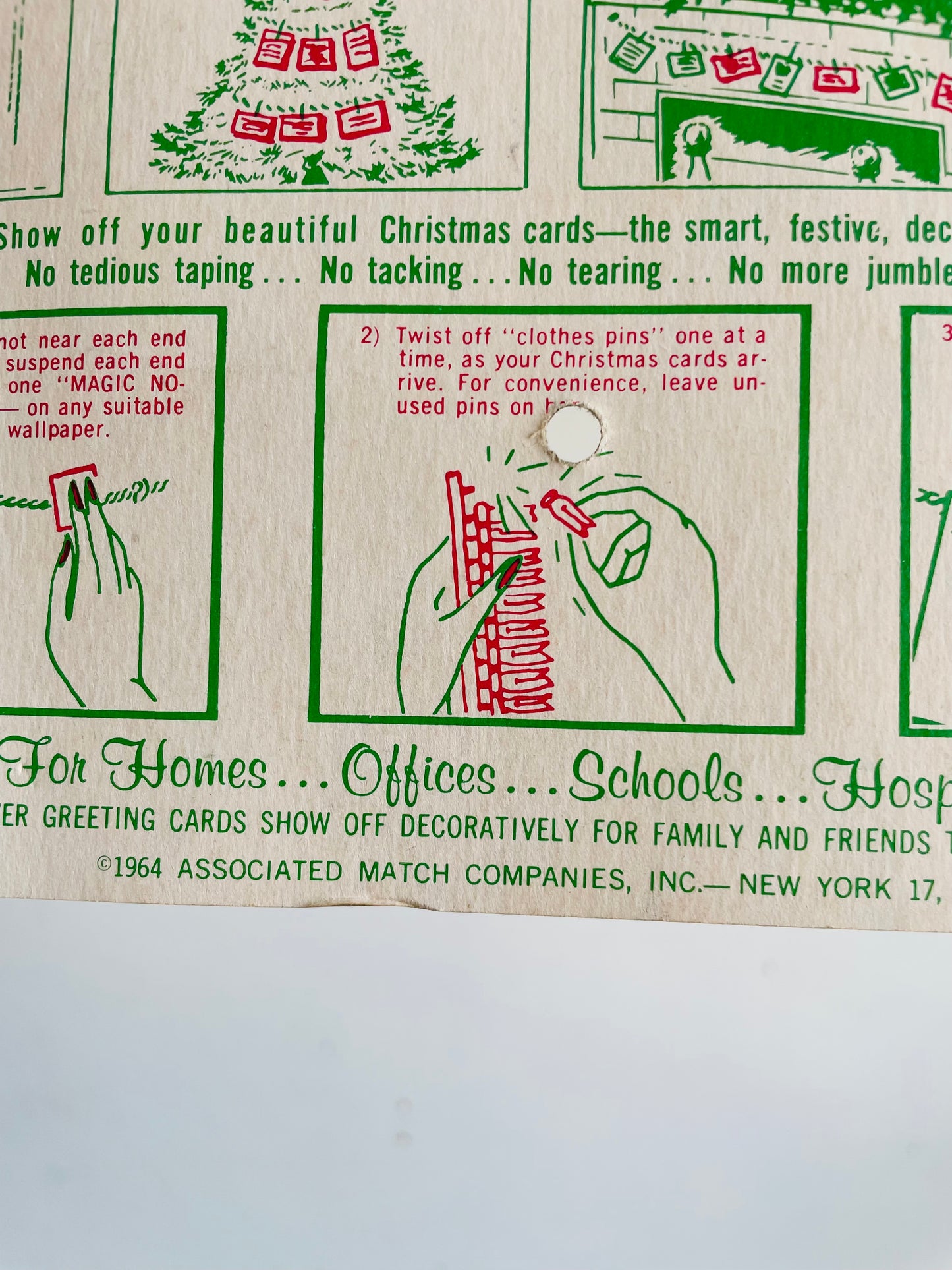 Brand New Vintage 1964 Show Off Your Christmas Cards with Show-Offs - Jumbo Value Pack Enough for 50 Cards - The Famous One-Piece Pin That Won't Spring Apart