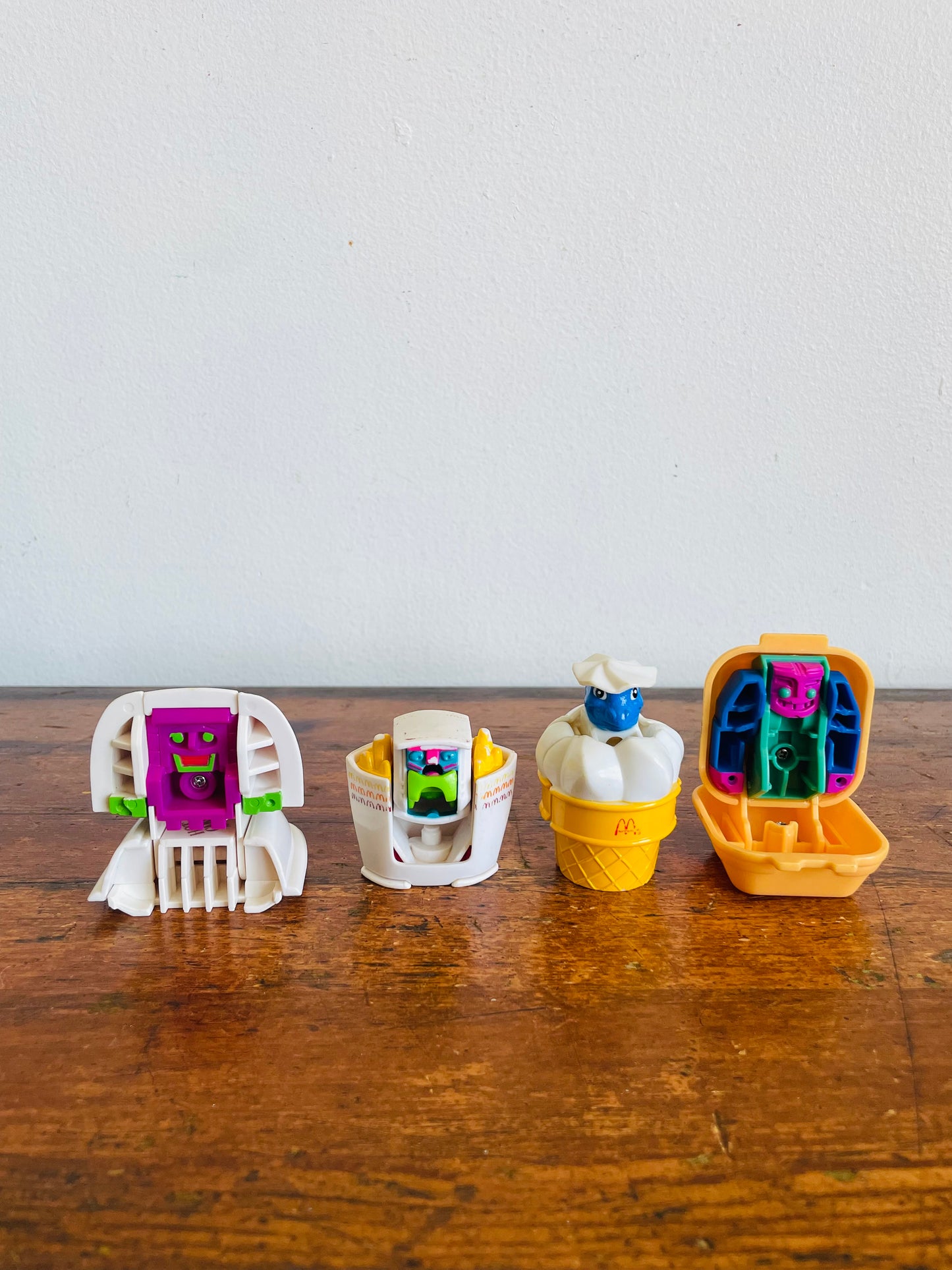 Vintage 1988 / 1990 McDonald's Happy Meal Toy Bundle - Changeables Transformers - Hot Cakes, Ice Cream, French Fries & Quarter Pounder with Cheese - Set of 4
