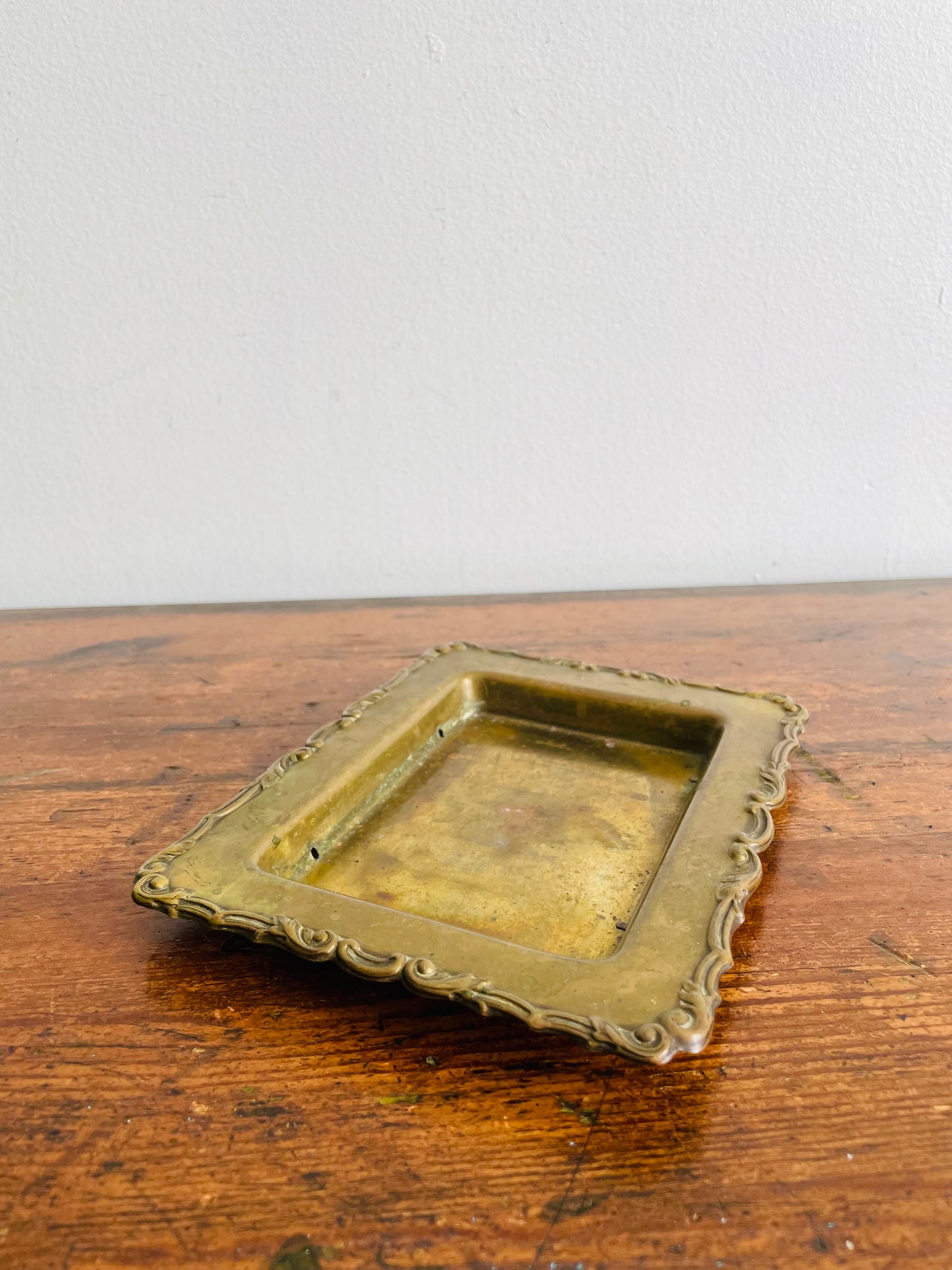 Brass Tray Dish with Ornate Design Around Rim - Great for Business Cards, Soap, Jewellery, Etc.