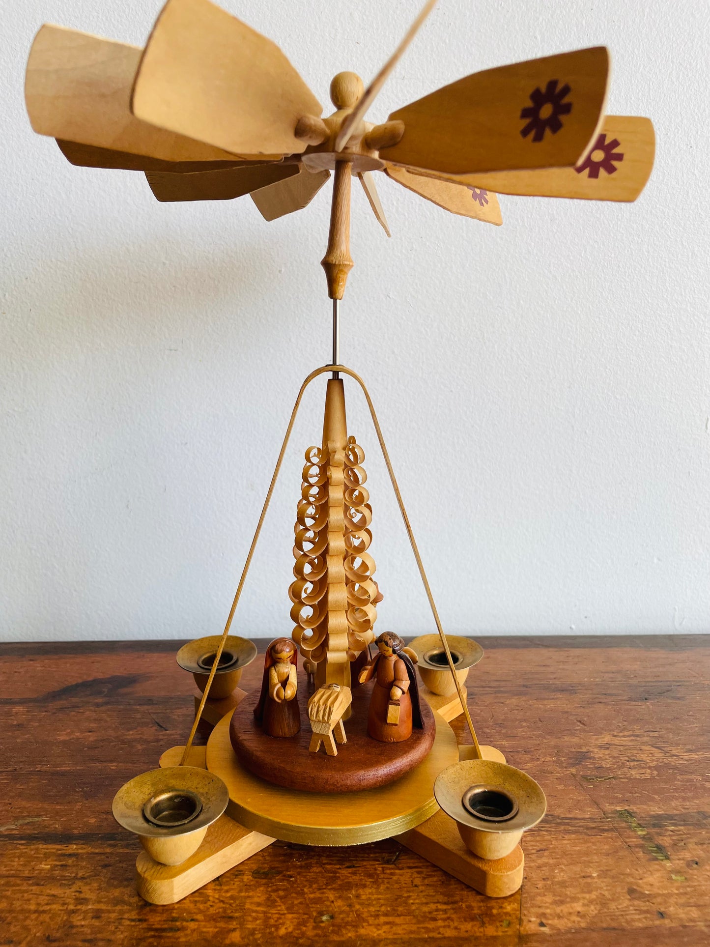 Wooden Christmas Pyramid Nativity Candle Carousel - Made in East Germany