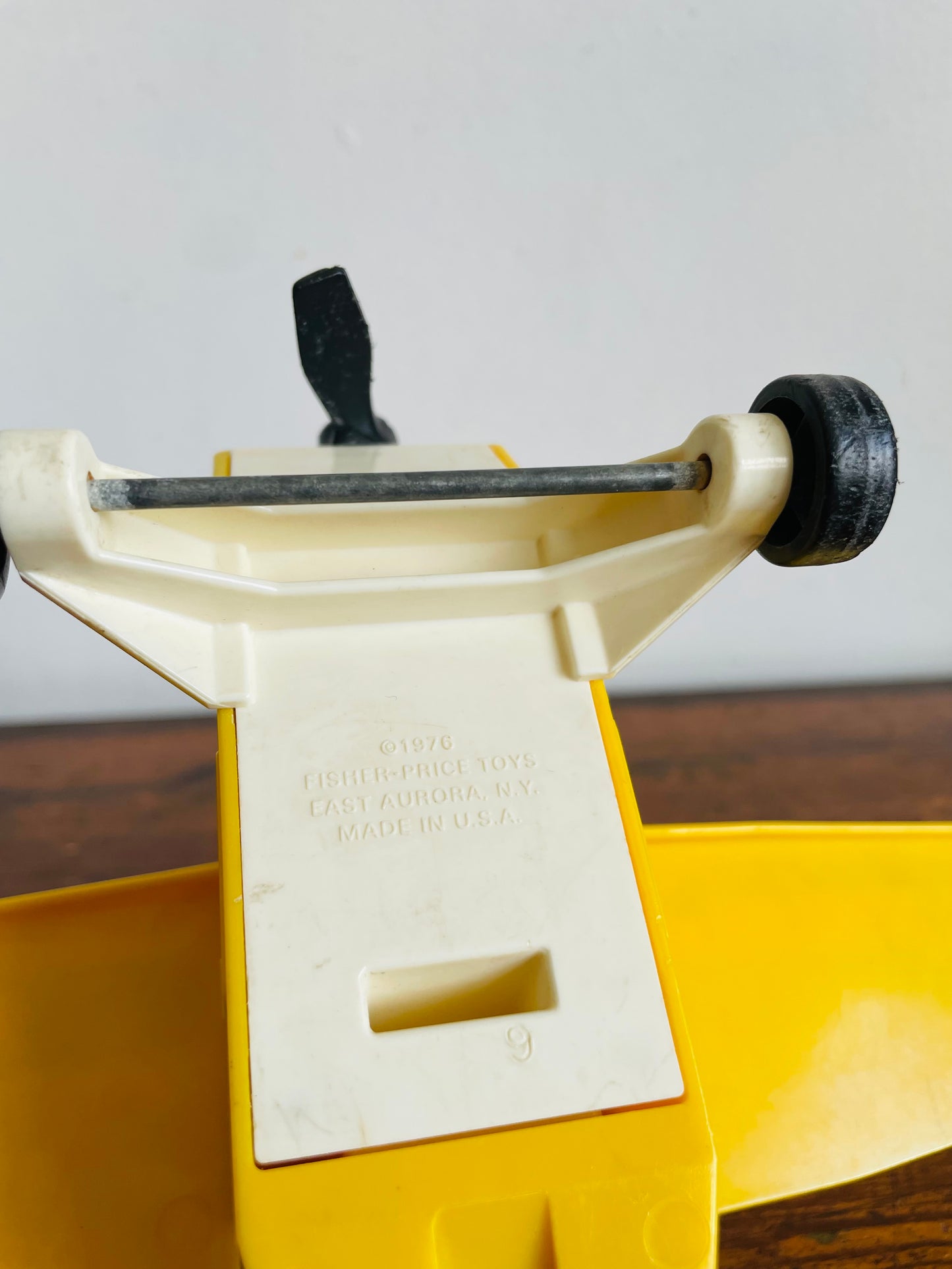 Vintage 1976 Fisher Price Toys 307 Bright Yellow Airplane Vehicle Toy - Propeller & Wheels Spin