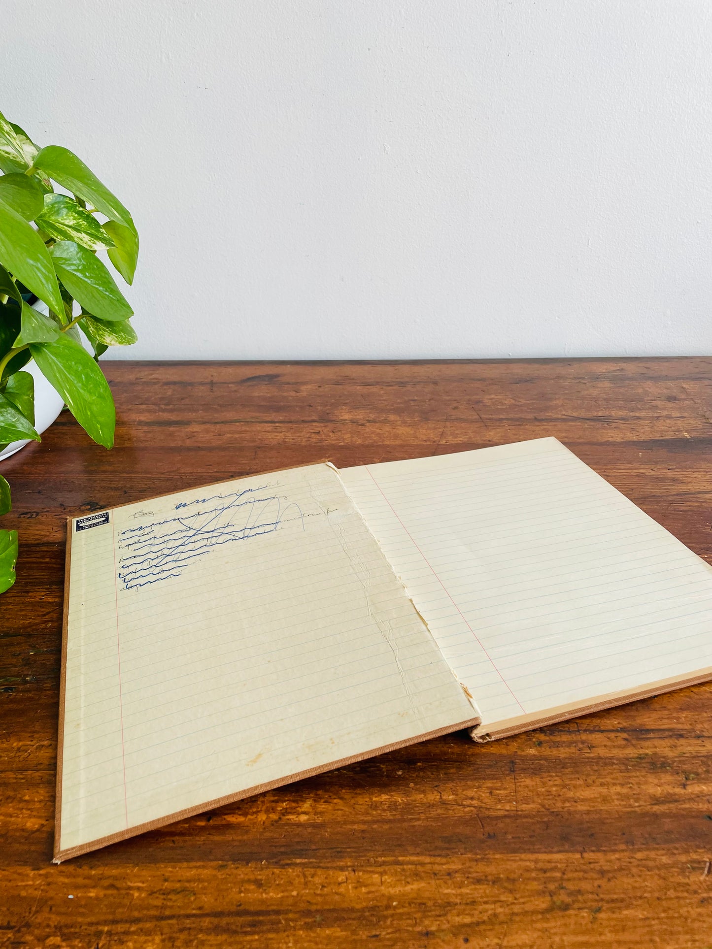 1960s Hardcover Record Notebook - Two Pages Written in by the Timmins Scouting Club - Rest of Lined Paper Blank